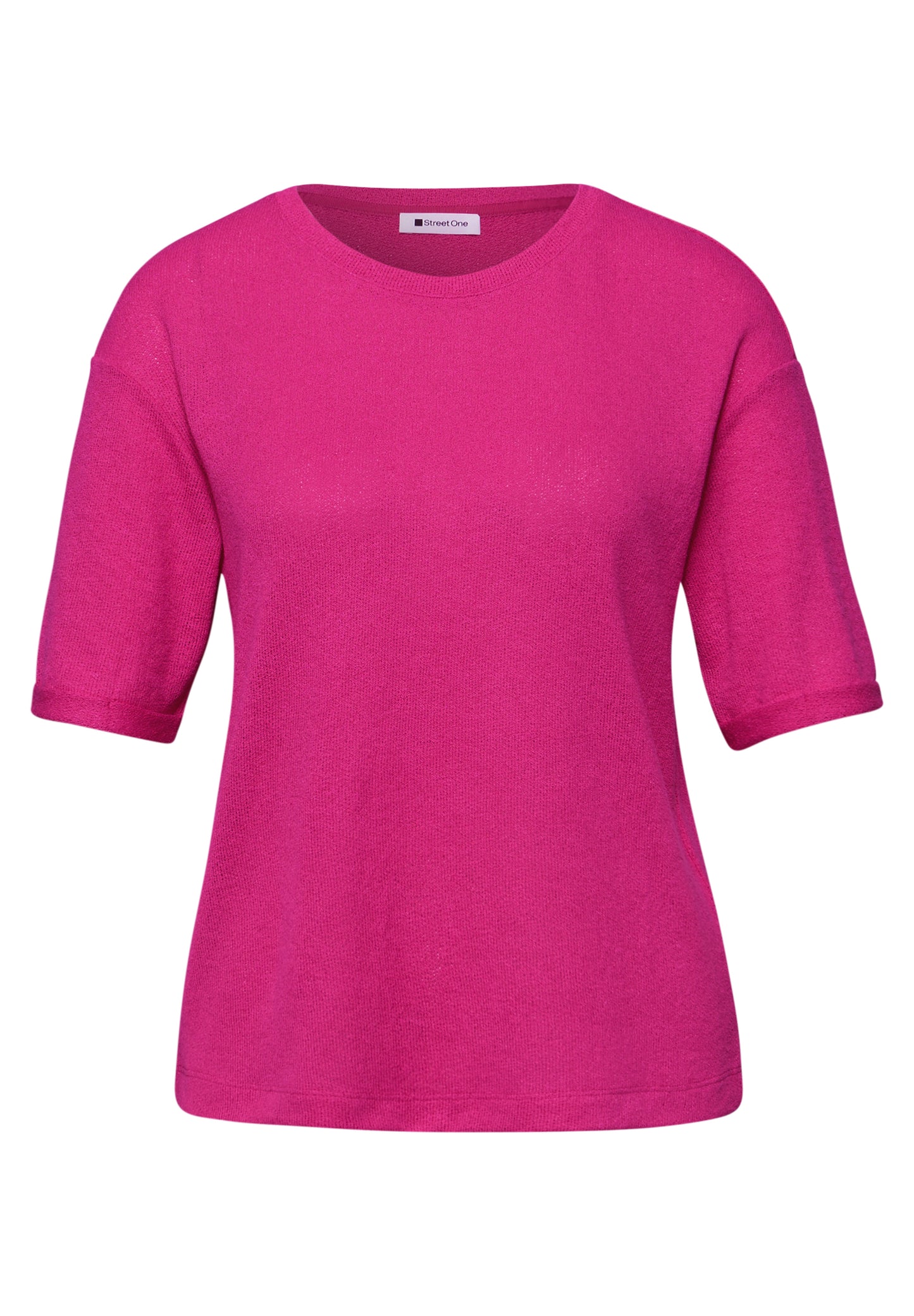 Street One - T-Shirt mit Rundhals im Strick-Look - Farbe: magenta dream