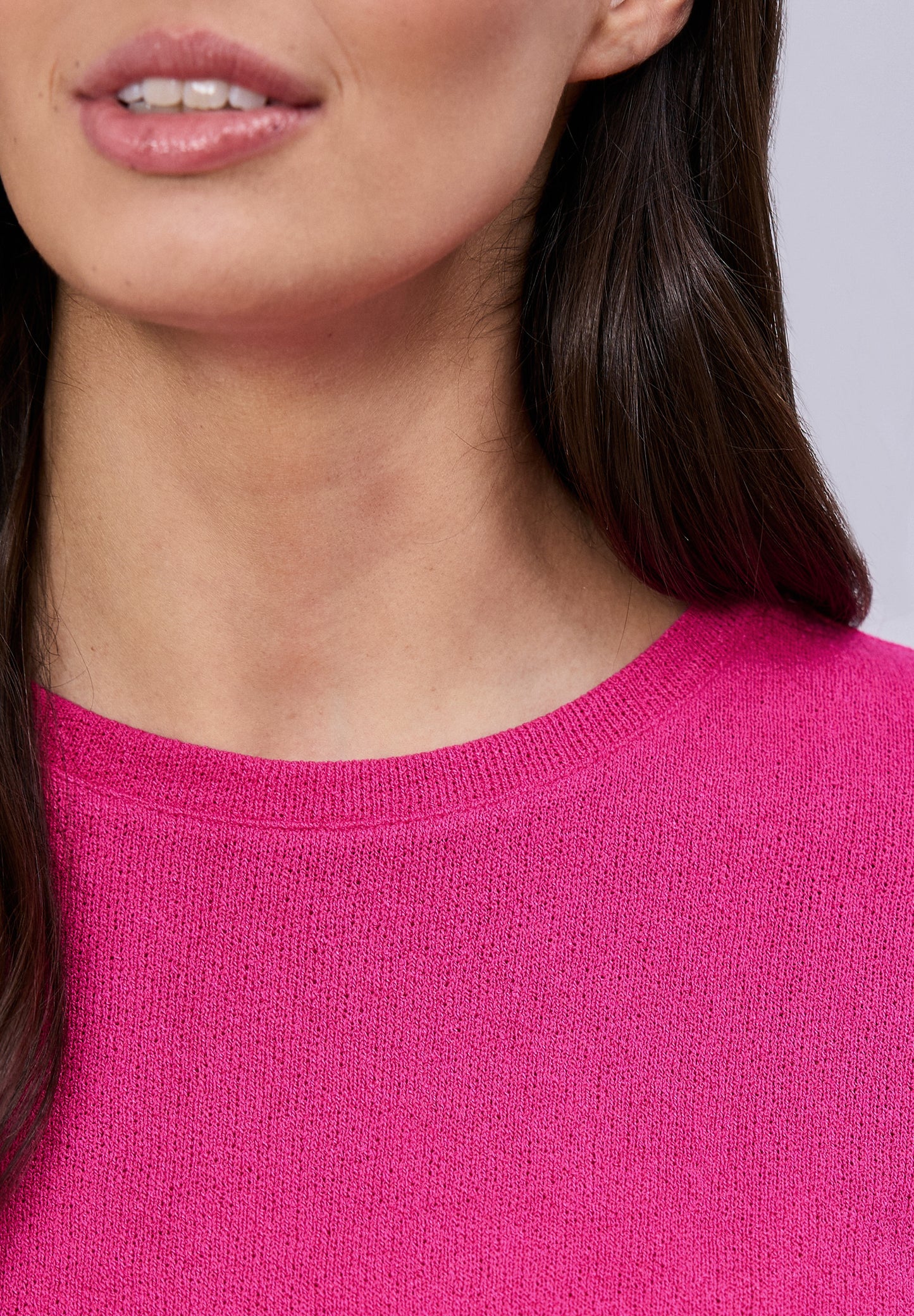 Street One - T-Shirt mit Rundhals im Strick-Look - Farbe: magenta dream