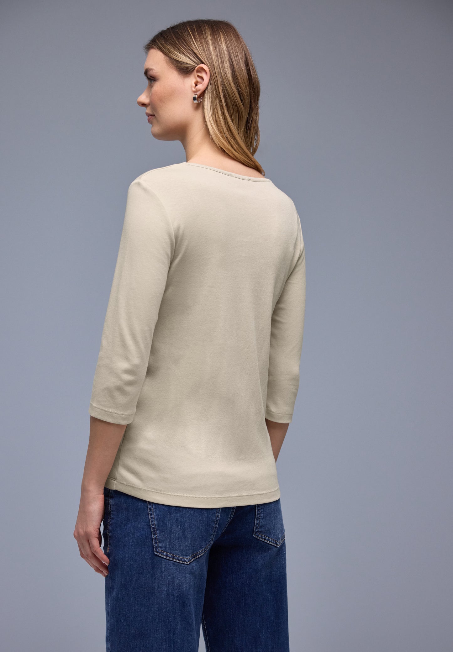 Street One - Shirt mit Herzausschnitt - Farbe: cotton beige