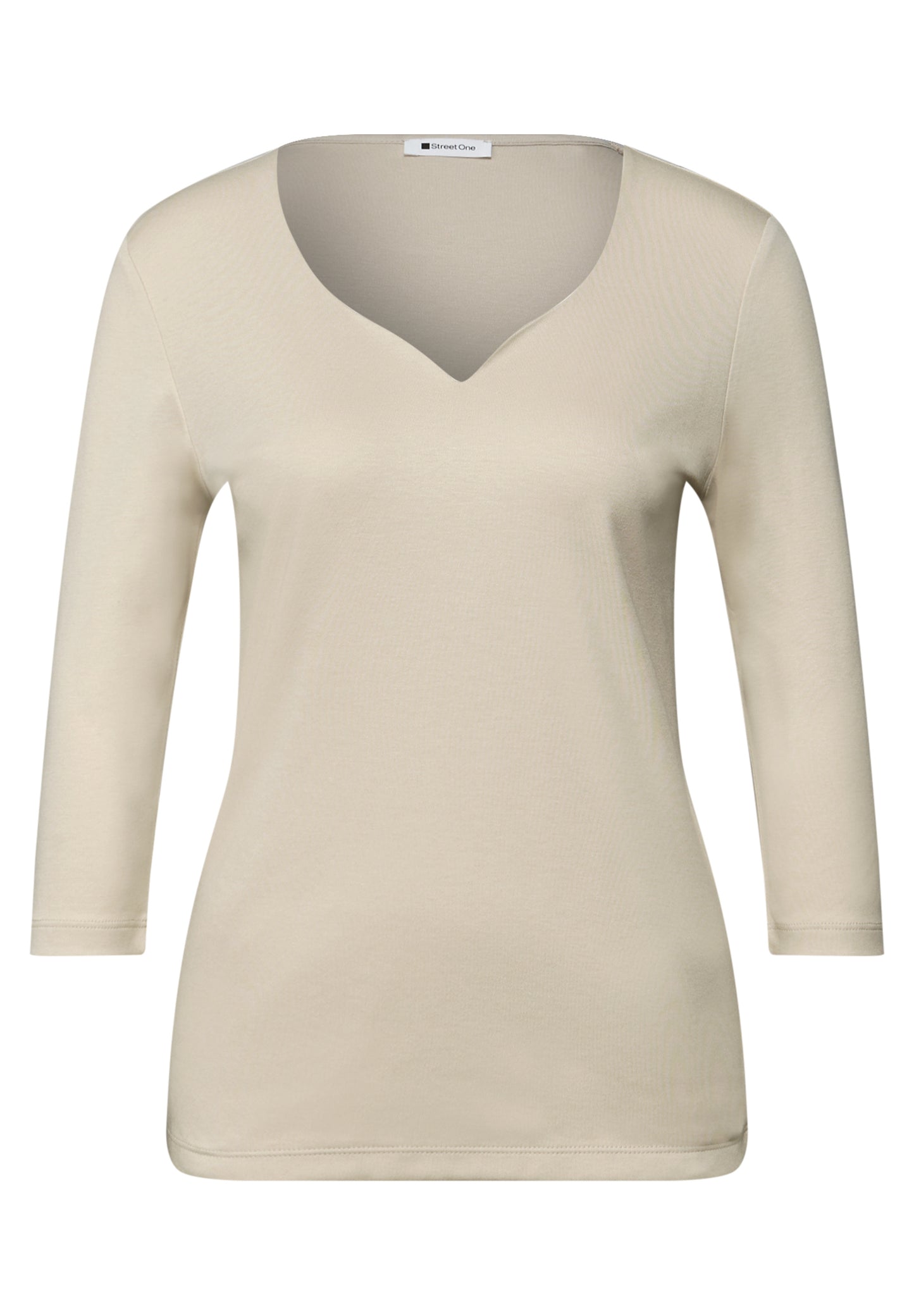 Street One - Shirt mit Herzausschnitt - Farbe: cotton beige