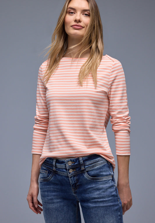 Street One - Gestreiftes T-Shirt - Farbe: light apricot