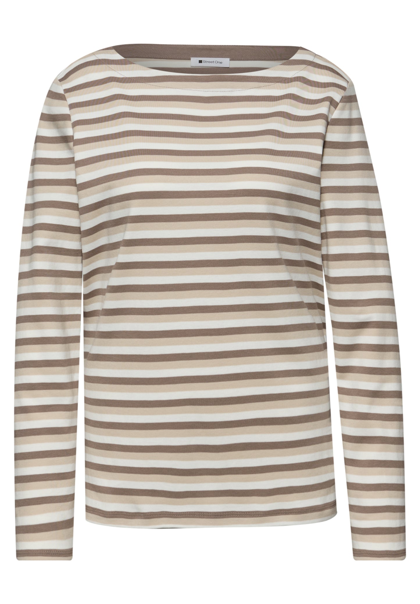 Street One Damen Shirt mit Streifen - light terra mocha