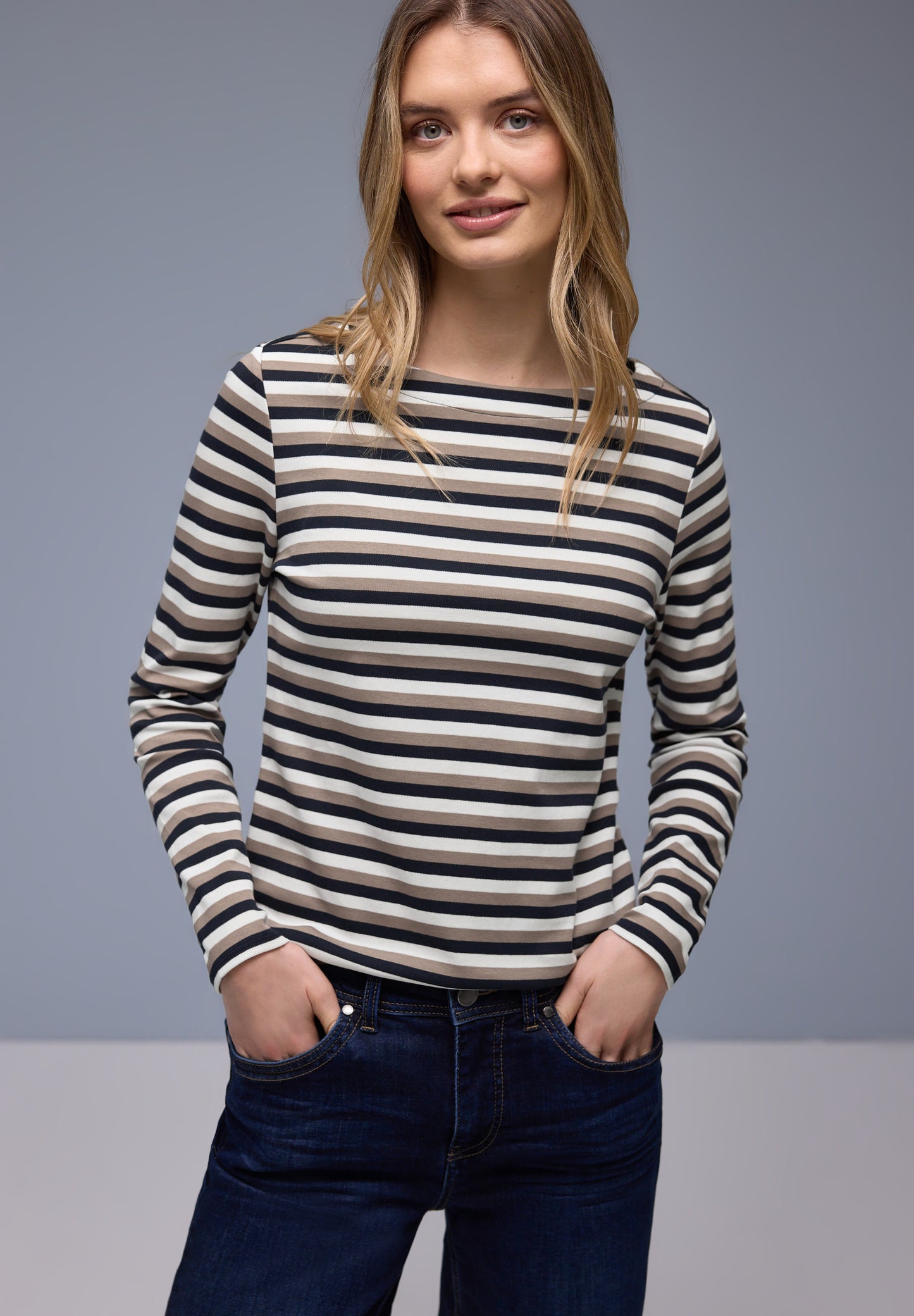 Street One - Damen Streifen Shirt - Blau