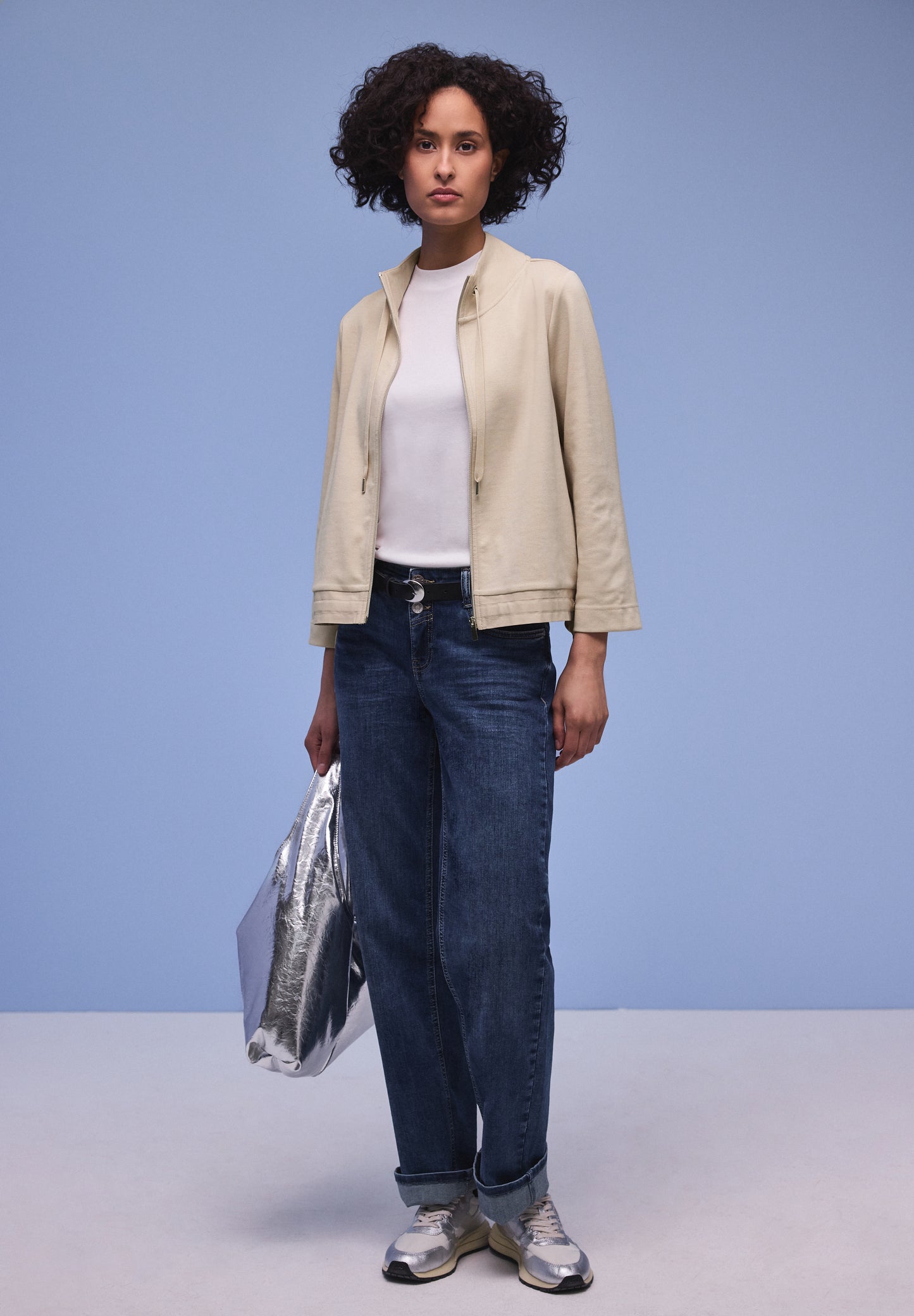 Street One Damen Shirtjacke mit Reißverschluss - beige