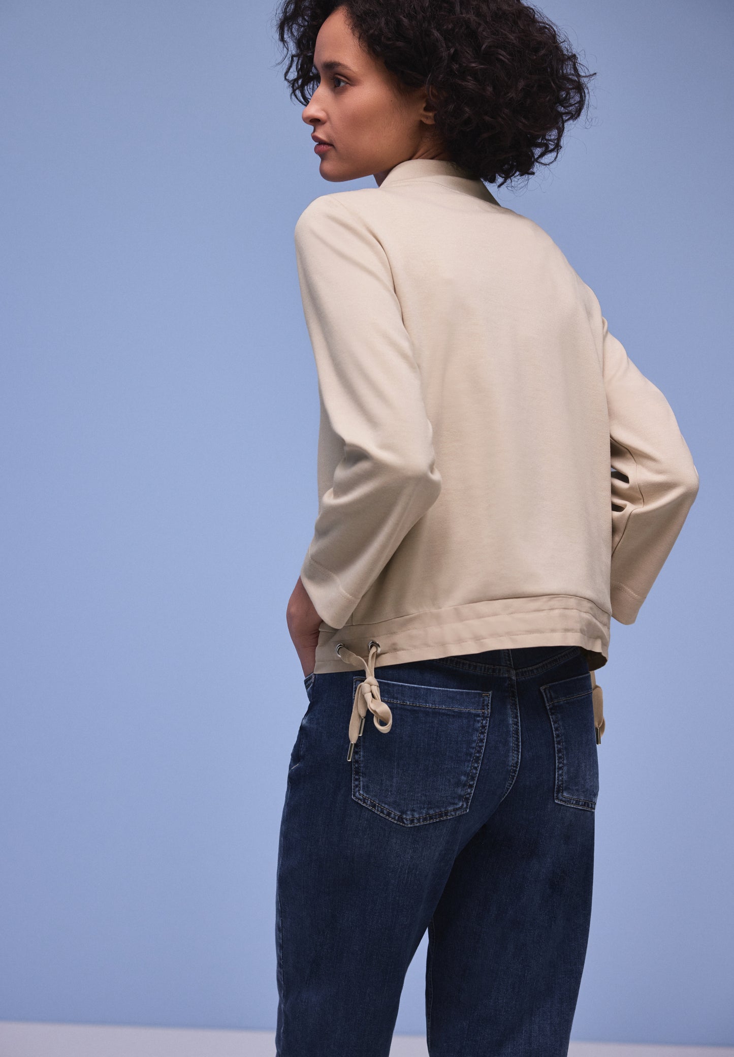 Street One Damen Shirtjacke mit Reißverschluss - beige