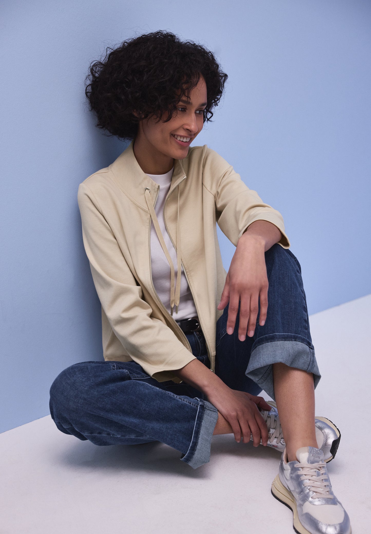 Street One Damen Shirtjacke mit Reißverschluss - beige