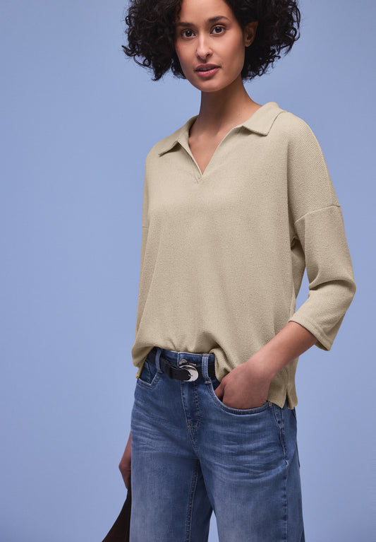 Street One Damen Shirt in Unifarbe - Farbe: cotton beige