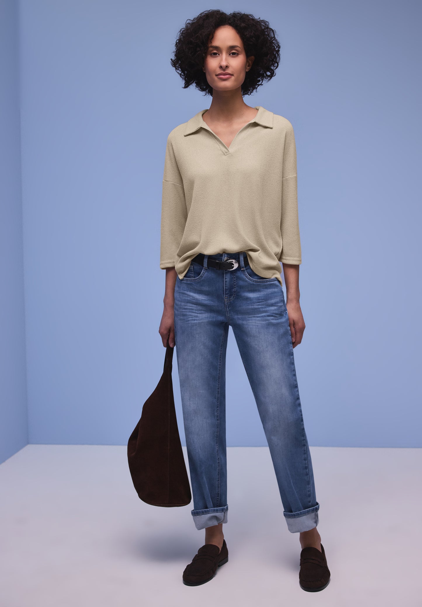 Street One Damen Shirt in Unifarbe - Farbe: cotton beige