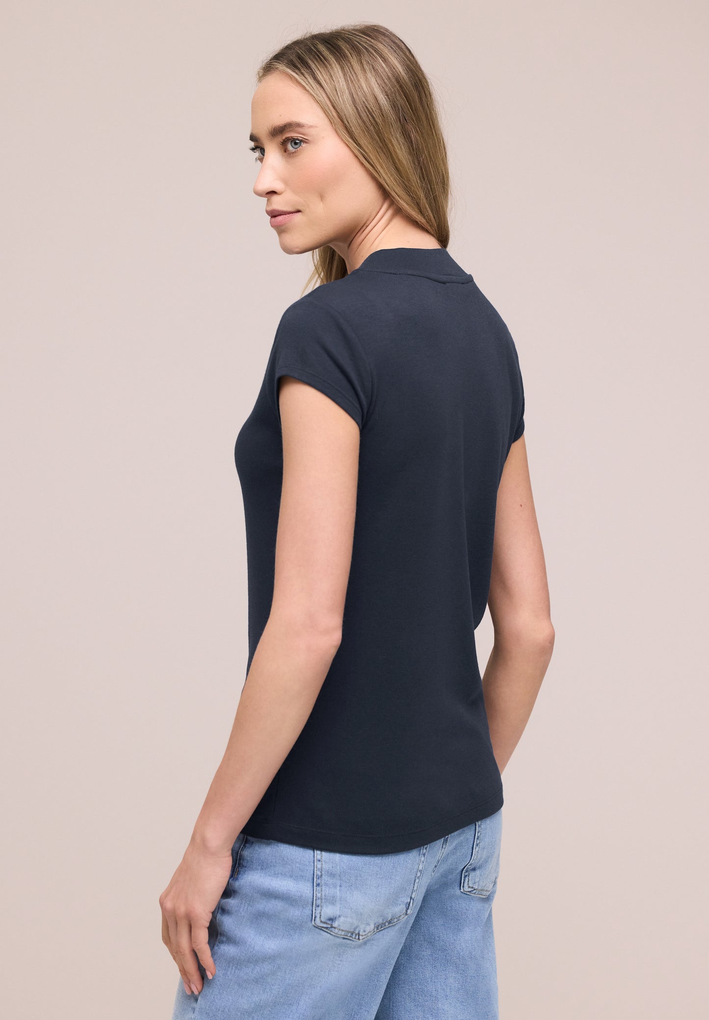 Street One - Basic T-Shirt mit Turtle Neck - Farbe: shadowed navy