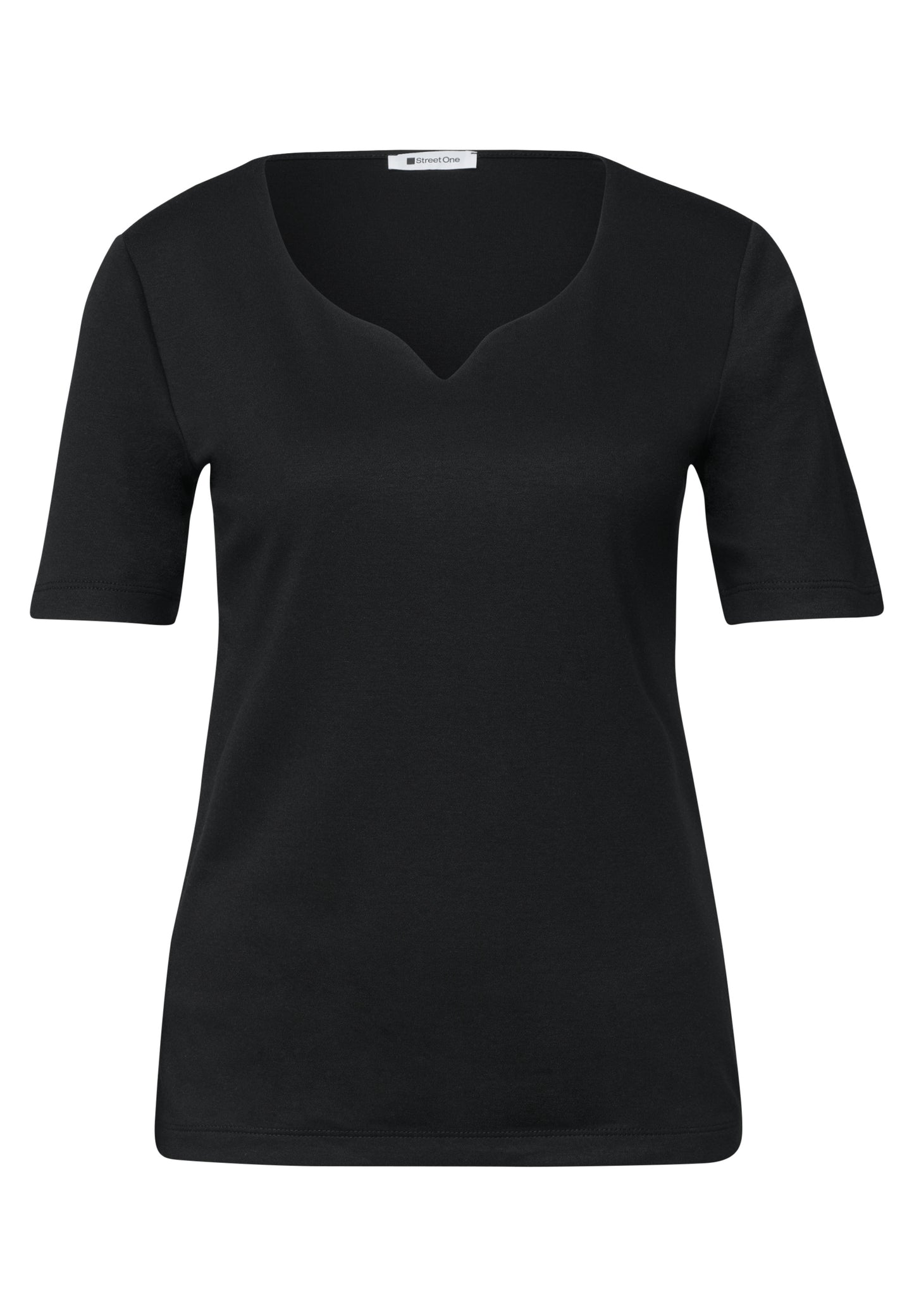 Street One - Basic T-Shirt mit Herzausschnitt - Farbe: Black