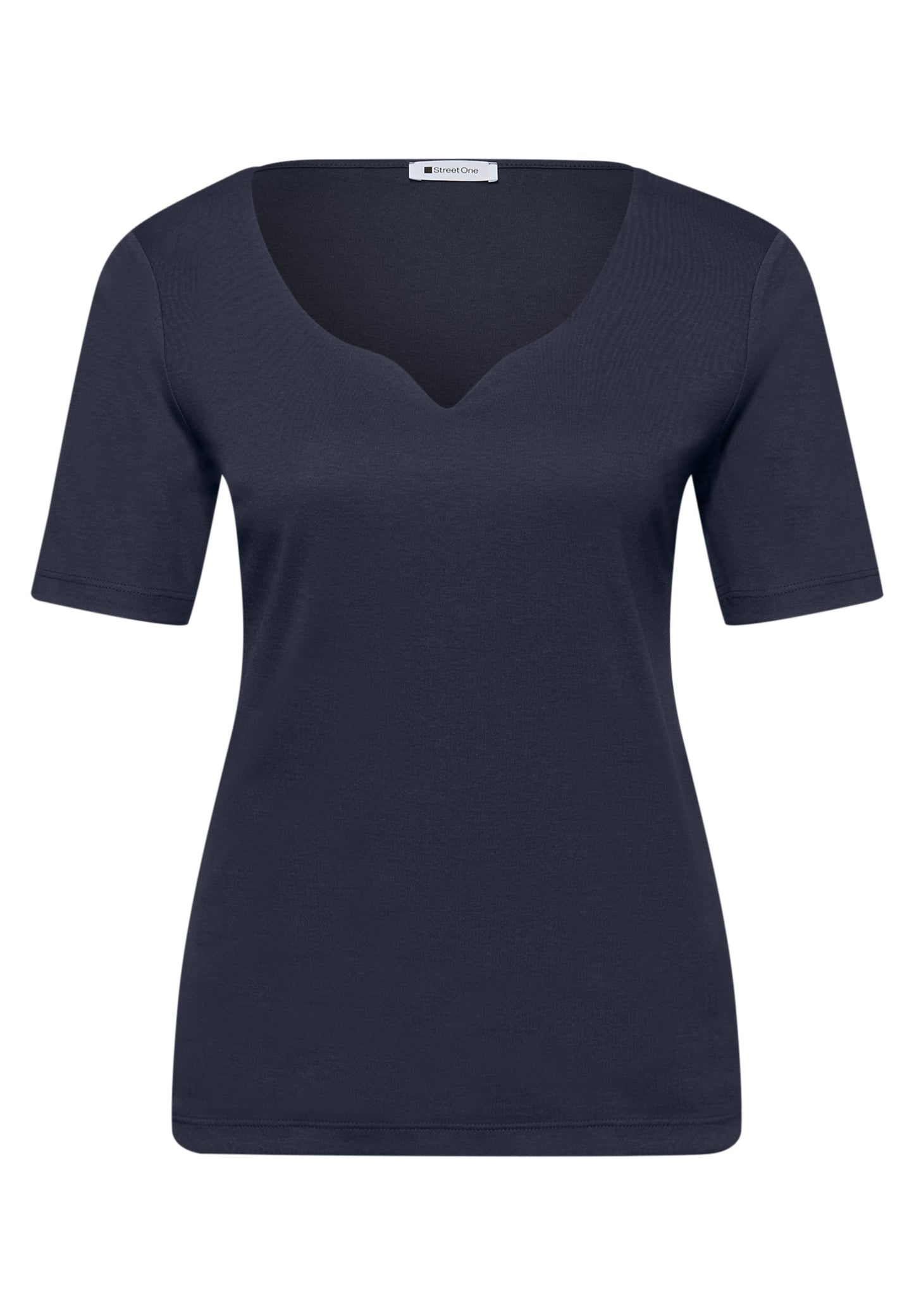 Street One - Basic T-Shirt mit Herzausschnitt - Farbe: shadowed navy