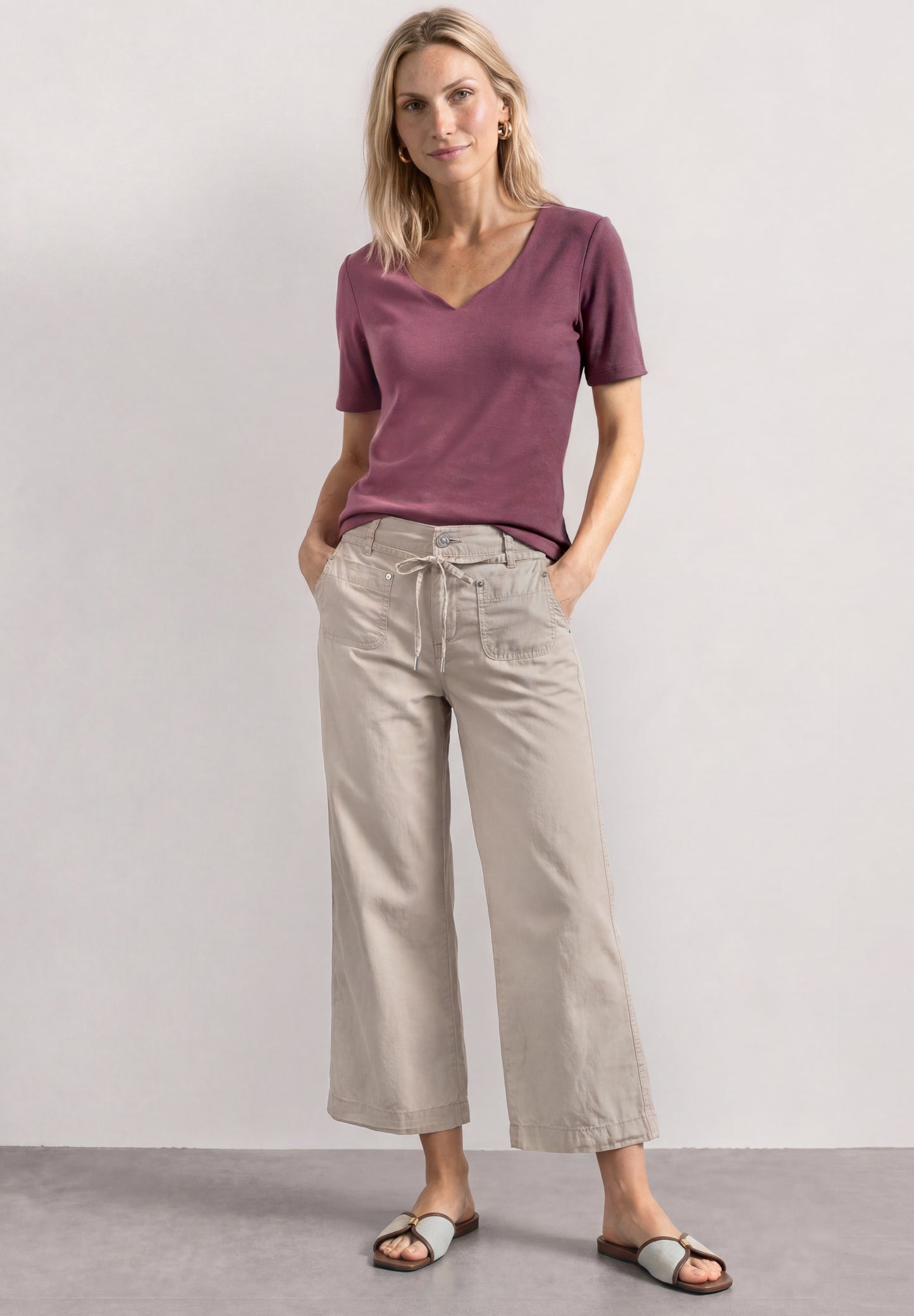 Street One - Damen T-Shirt mit Herzausschnitt - Farbe: dark clouded blush