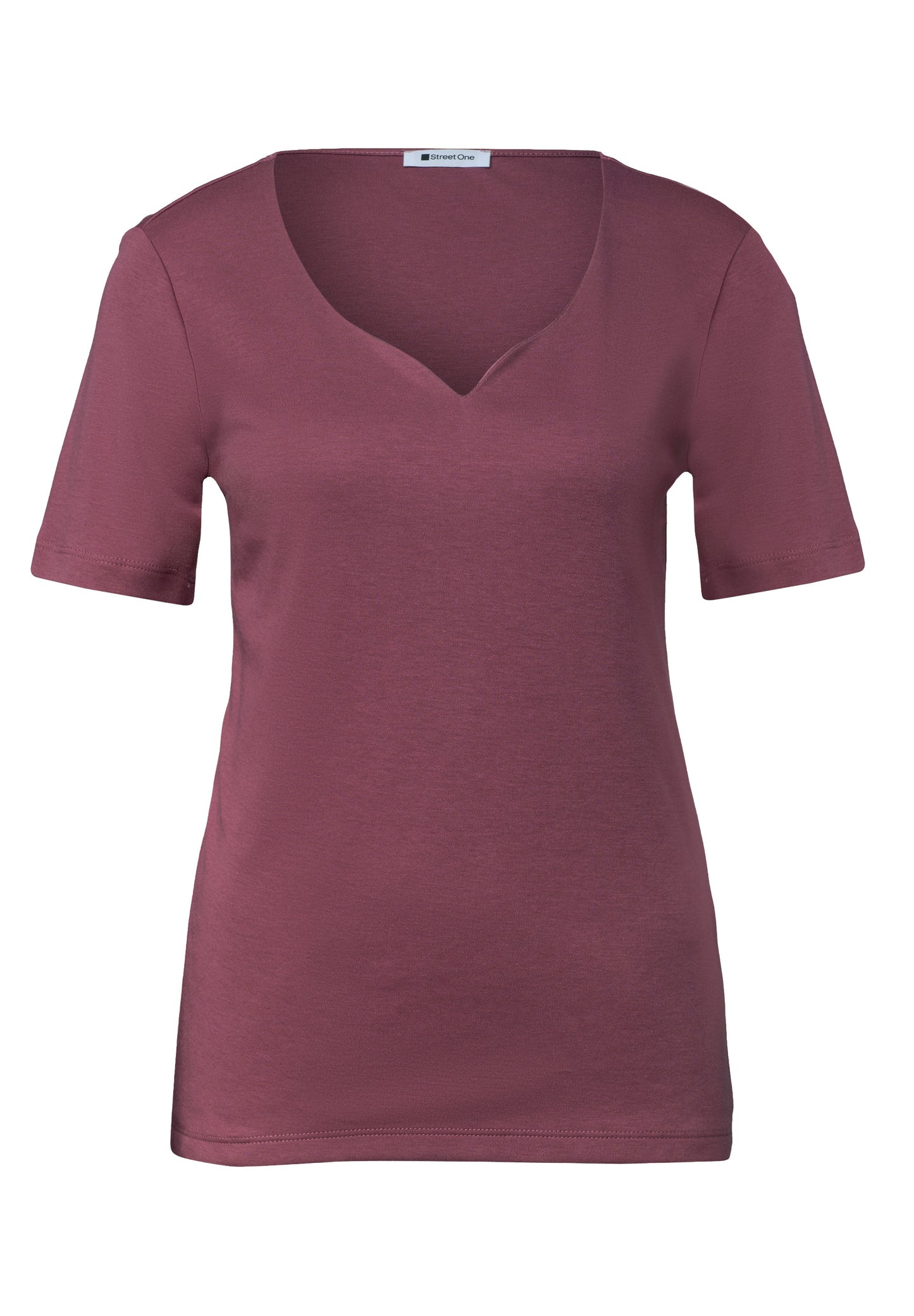 Street One - Damen T-Shirt mit Herzausschnitt - Farbe: dark clouded blush