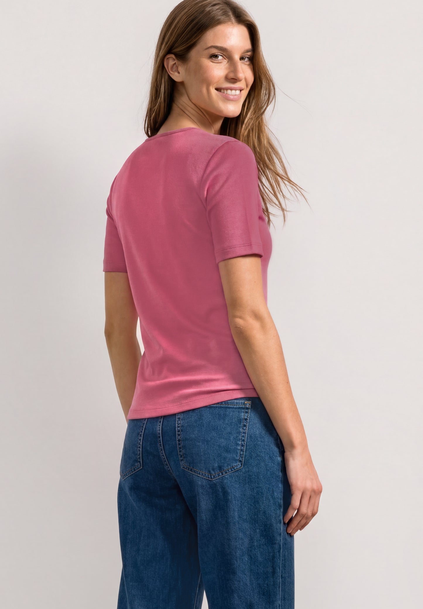 Street One - Damen Basic T-Shirt mit Herzausschnitt - Farbe: blush berry