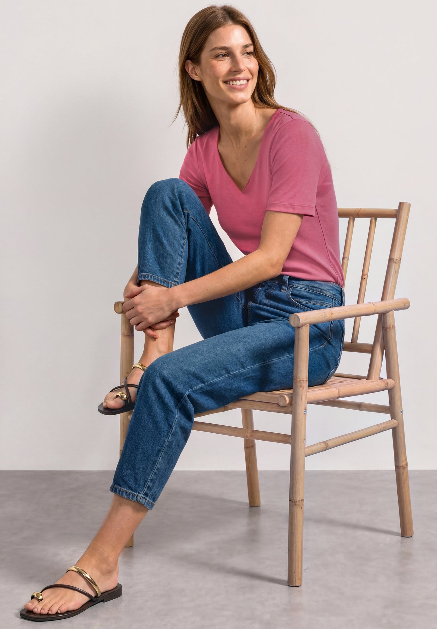 Street One - Damen Basic T-Shirt mit Herzausschnitt - Farbe: blush berry