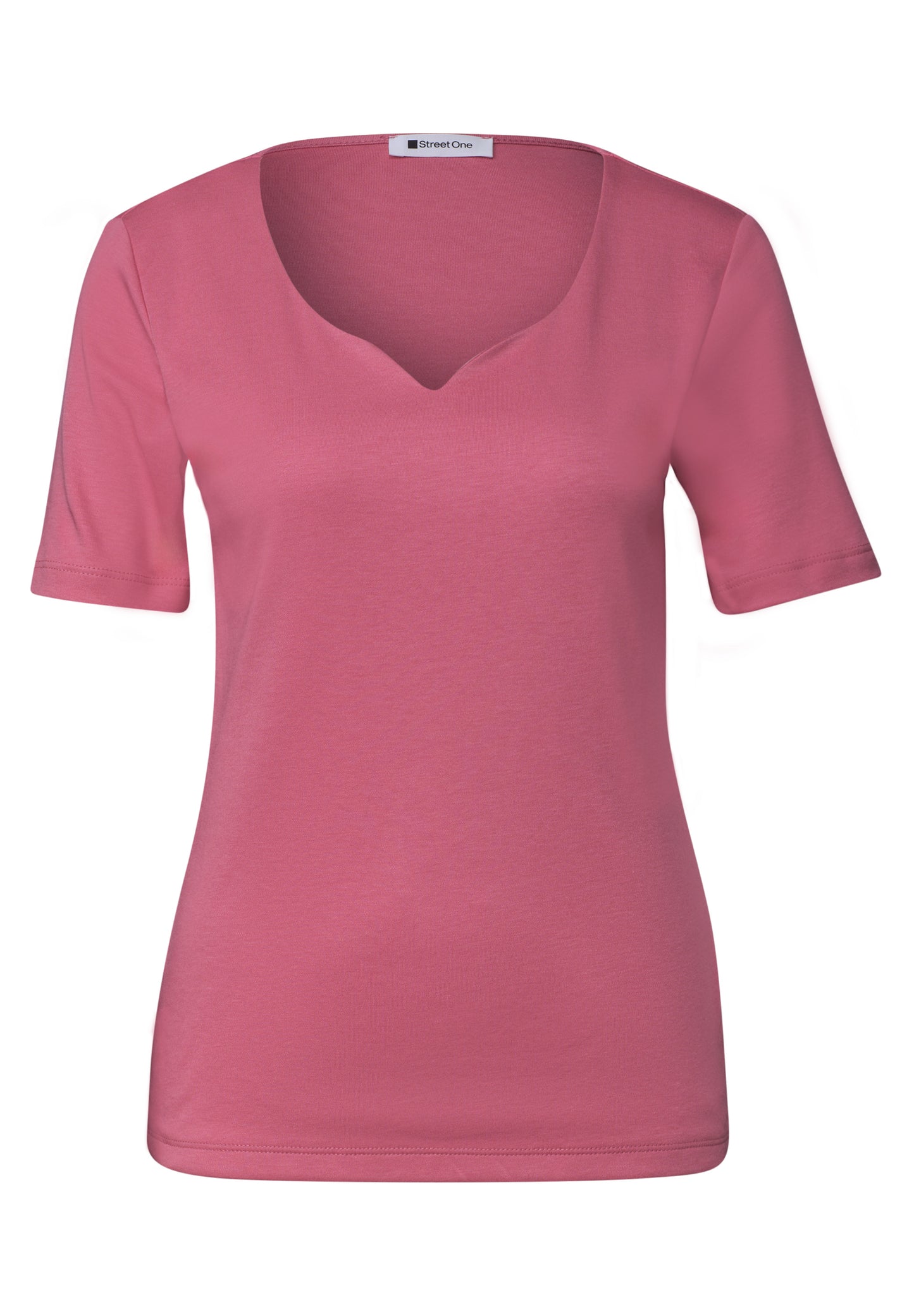 Street One - Damen Basic T-Shirt mit Herzausschnitt - Farbe: blush berry