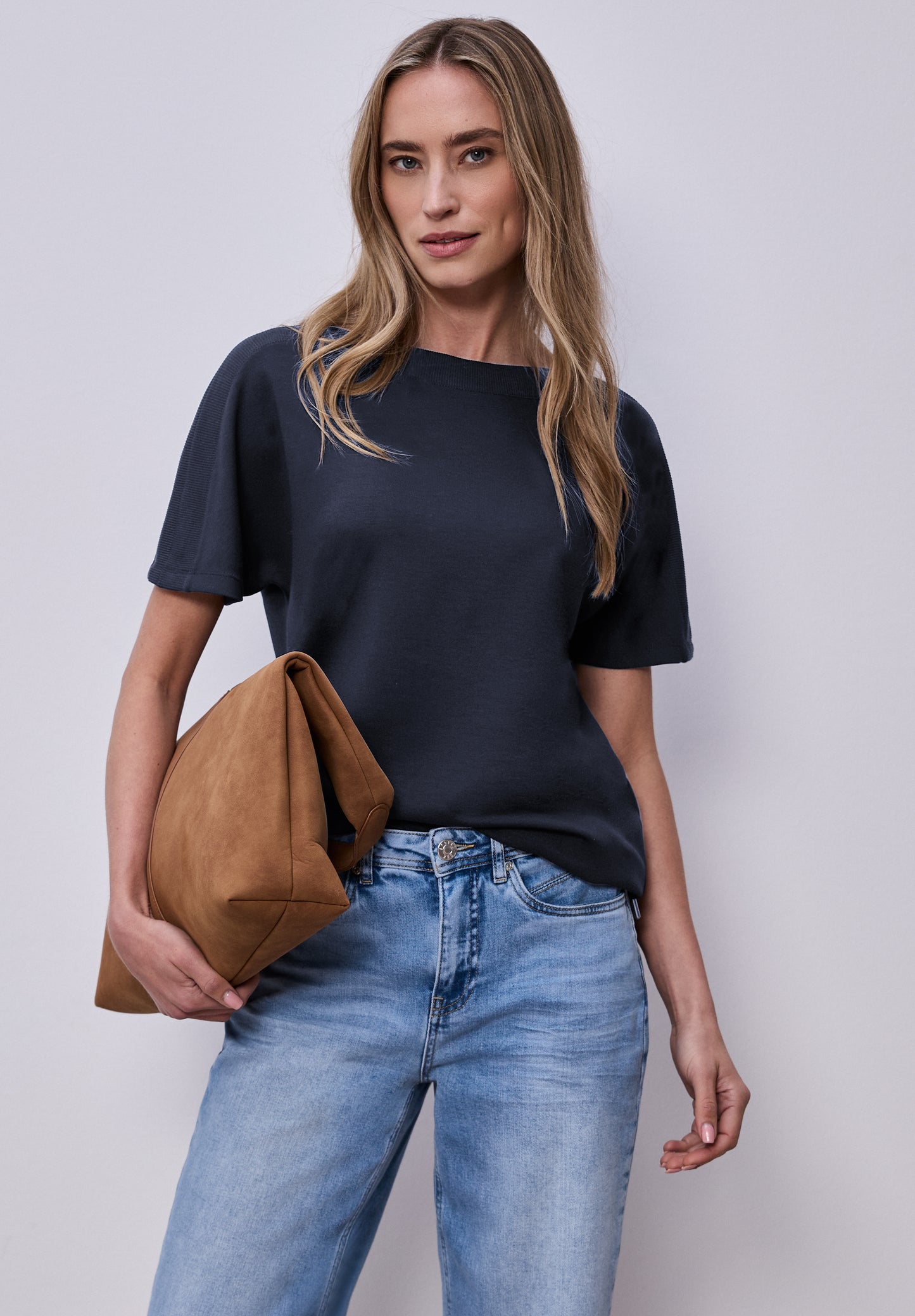 Street One - Dropped Shoulder Shirt mit Rippdetail - Farbe: shadowed navy