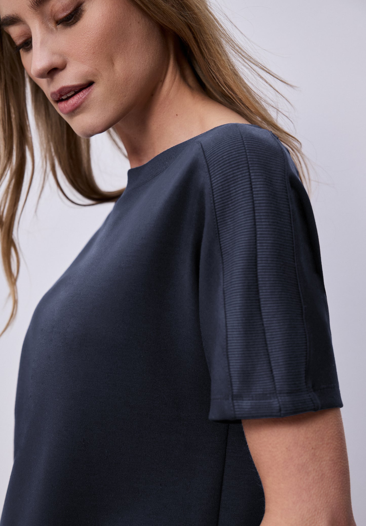 Street One - Dropped Shoulder Shirt mit Rippdetail - Farbe: shadowed navy
