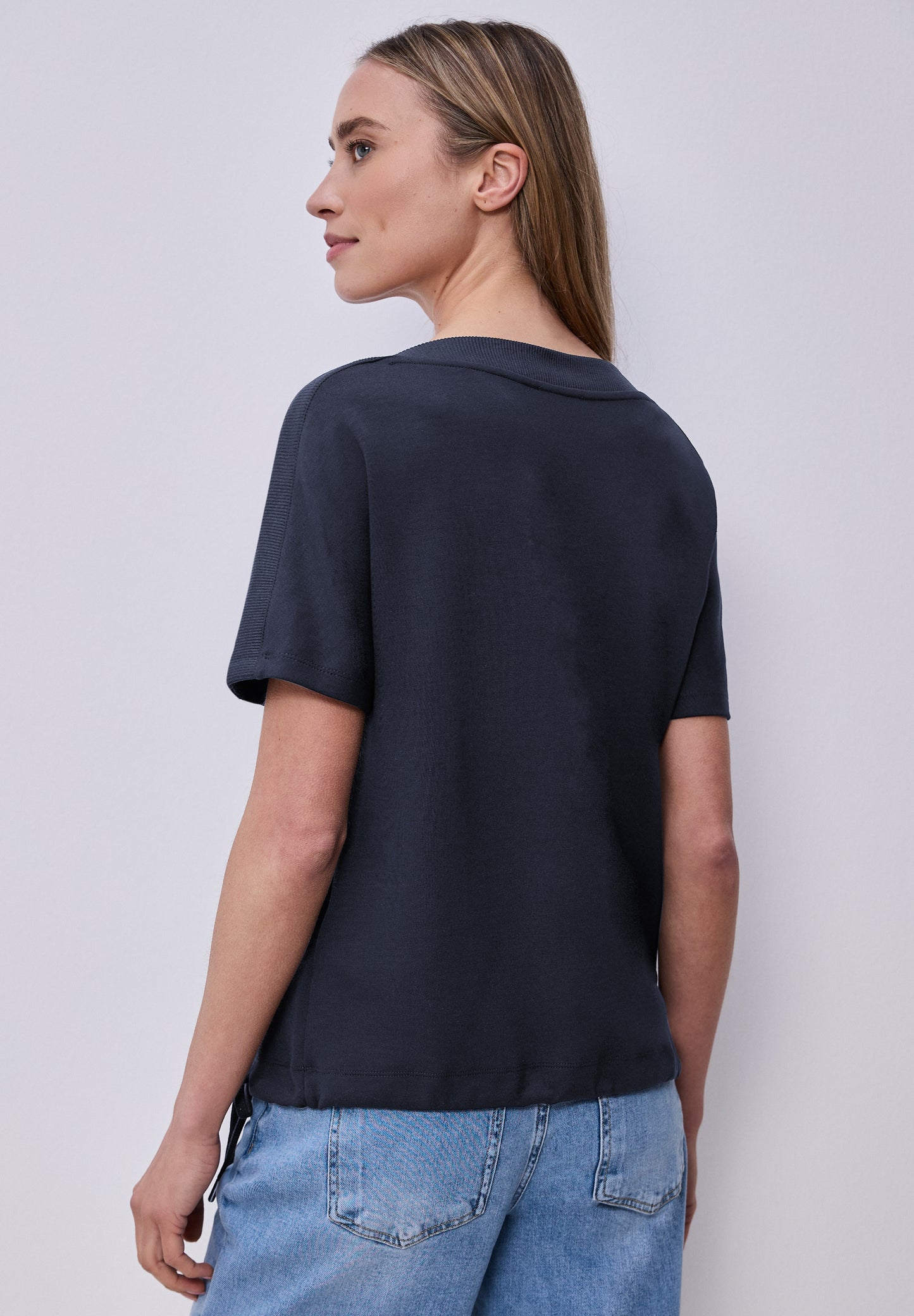 Street One - Dropped Shoulder Shirt mit Rippdetail - Farbe: shadowed navy