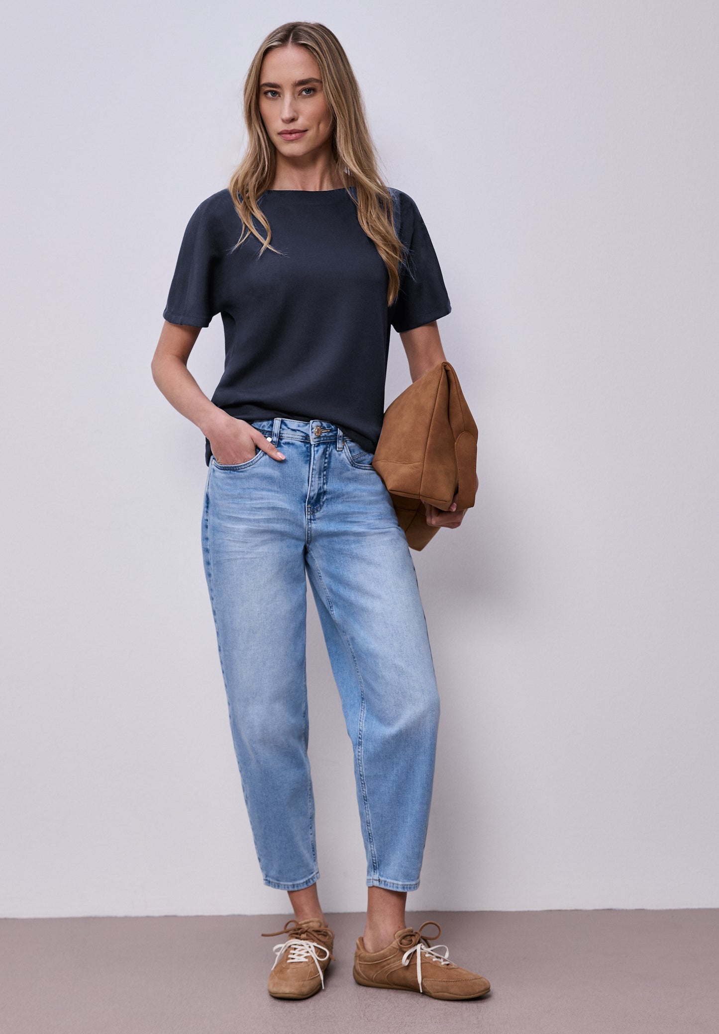Street One - Dropped Shoulder Shirt mit Rippdetail - Farbe: shadowed navy