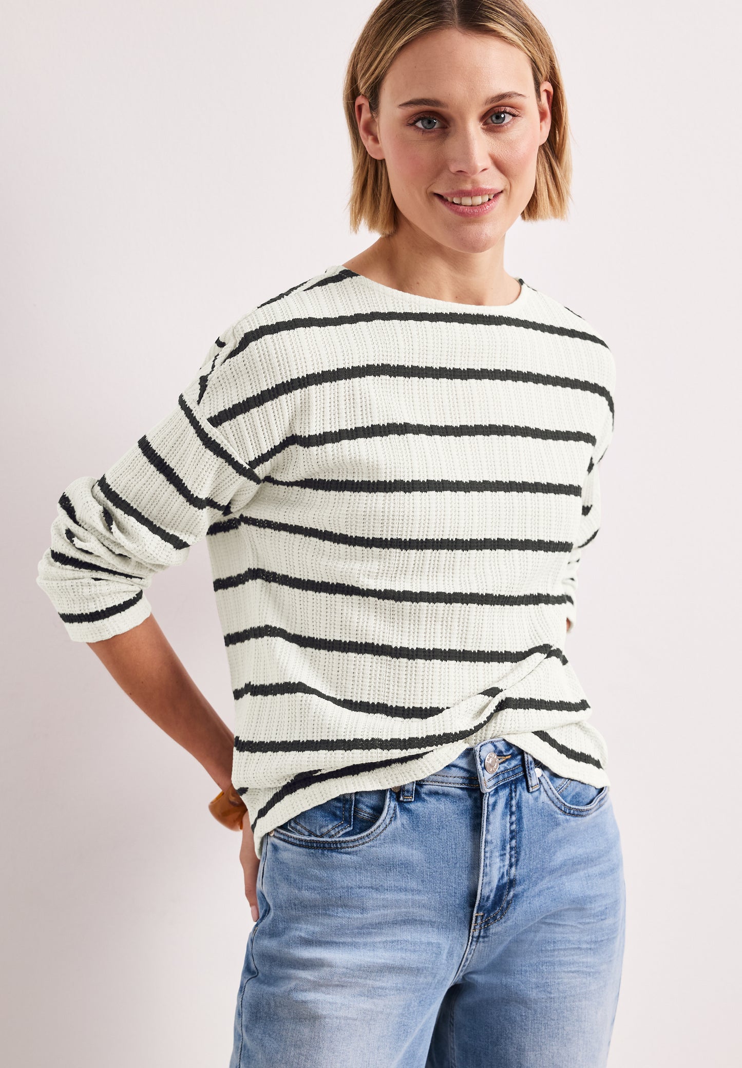 Street One - Langarm Shirt im Strick-Look - Farbe: shadowed navy