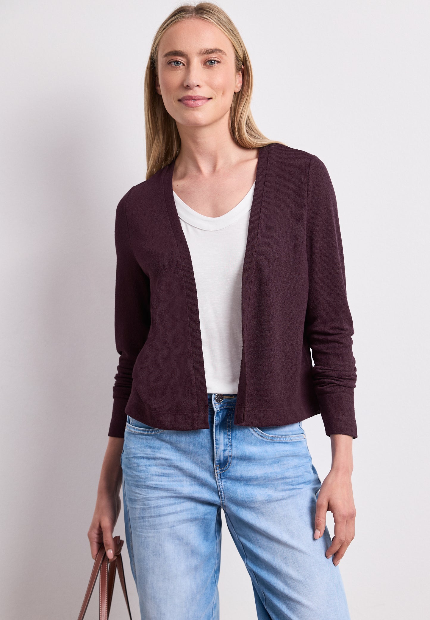 Street One - Langarm Jacke in offener Passform - Farbe: rustic rouge