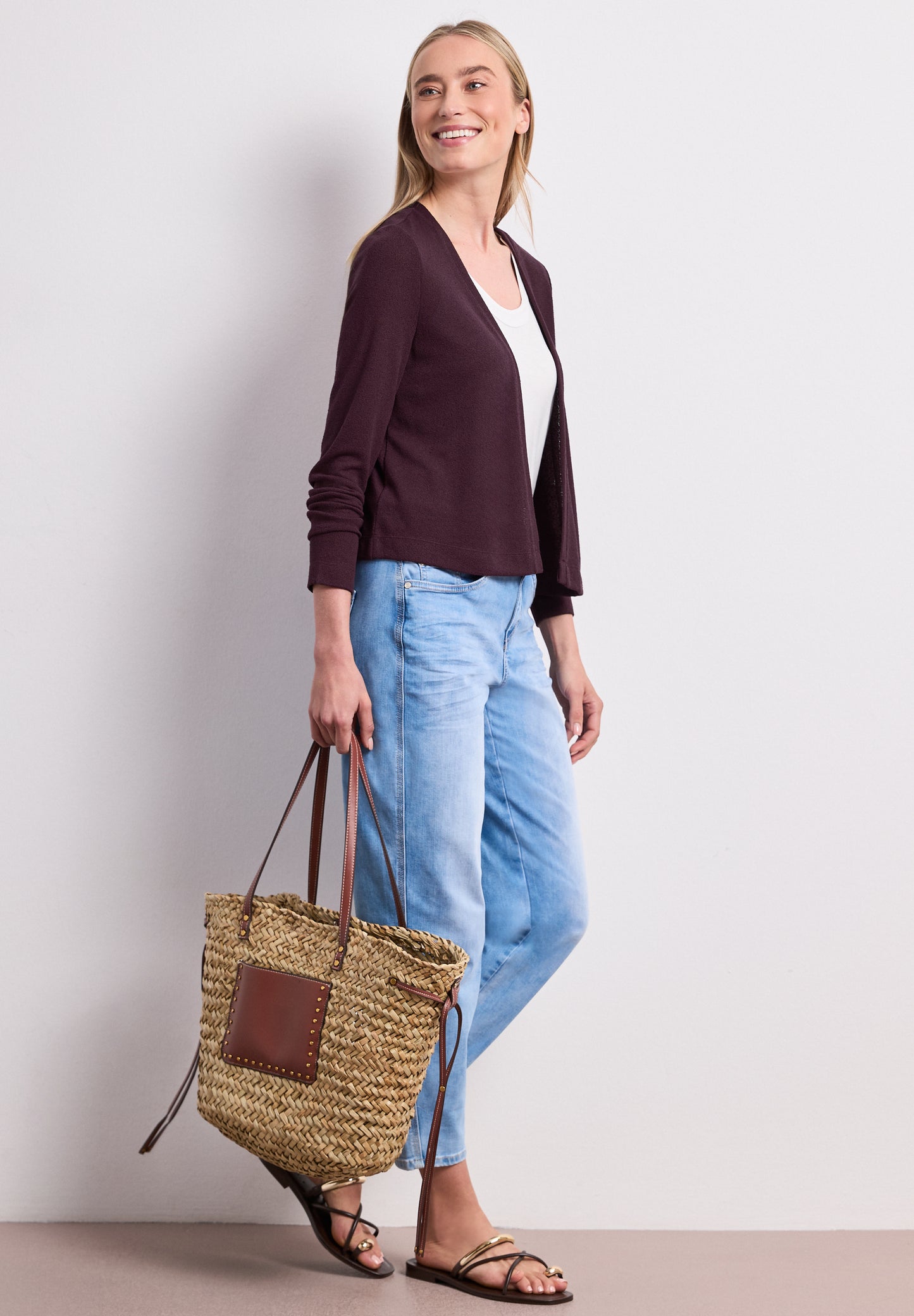 Street One - Langarm Jacke in offener Passform - Farbe: rustic rouge