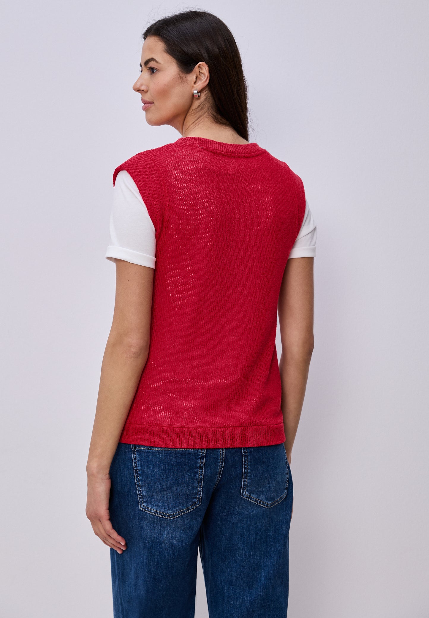Street One - Dropped Shoulder Top im Strick-Look - Farbe: salsa red