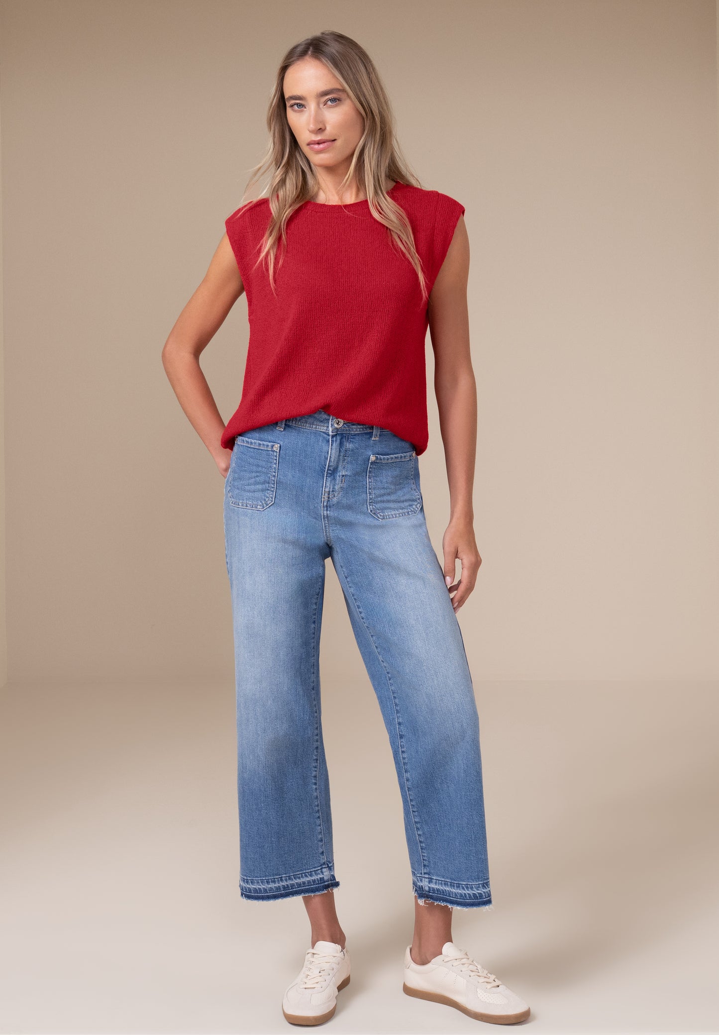 Street One - Dropped Shoulder Top im Strick-Look - Farbe: salsa red