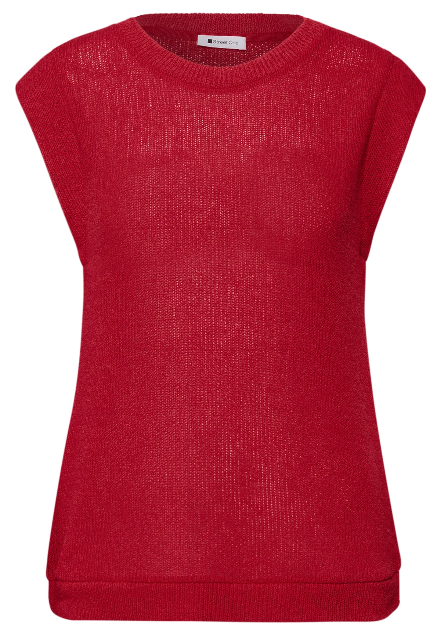 Street One - Dropped Shoulder Top im Strick-Look - Farbe: salsa red