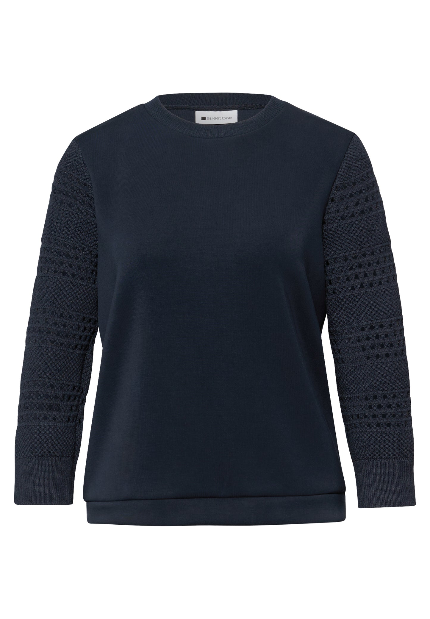 Street One - Shirt mit Lochmuster-Ãrmeln - Farbe: shadowed navy