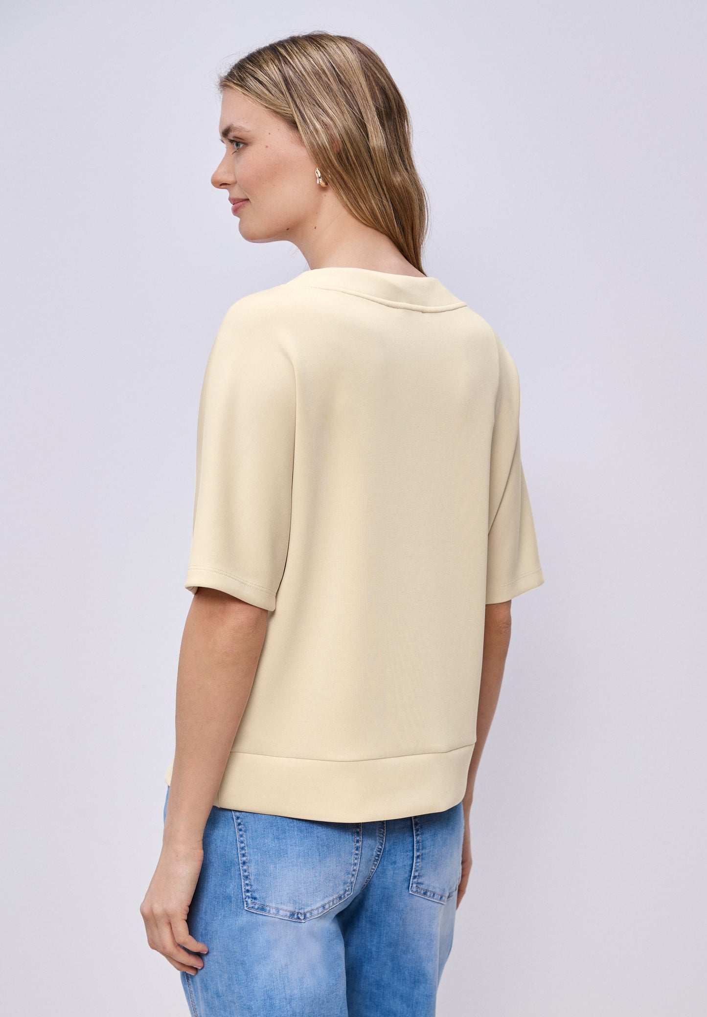 Street One - Dropped Shoulder Shirt im Silk-Look - Farbe: smoke beige