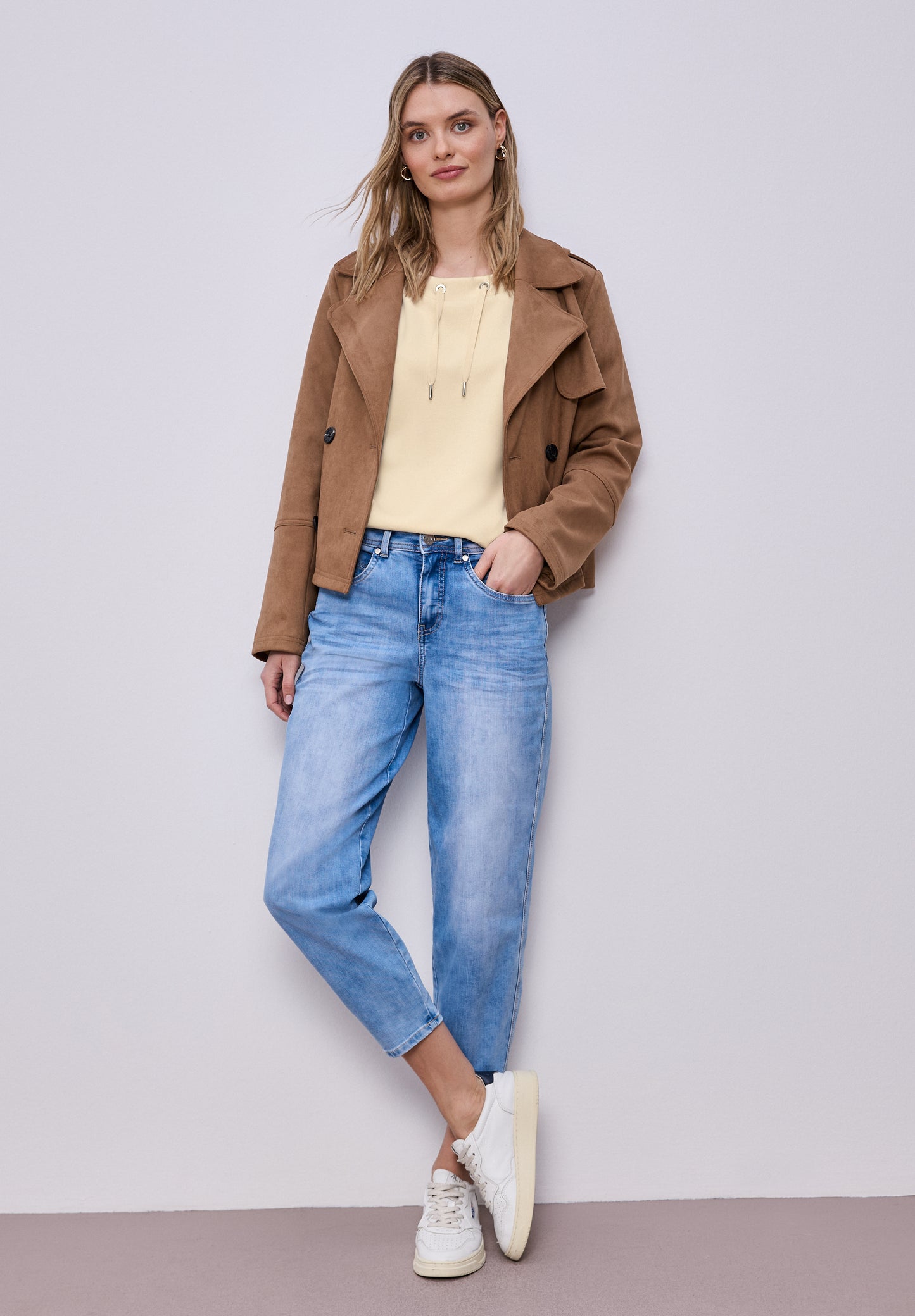 Street One - Dropped Shoulder Shirt im Silk-Look - Farbe: smoke beige