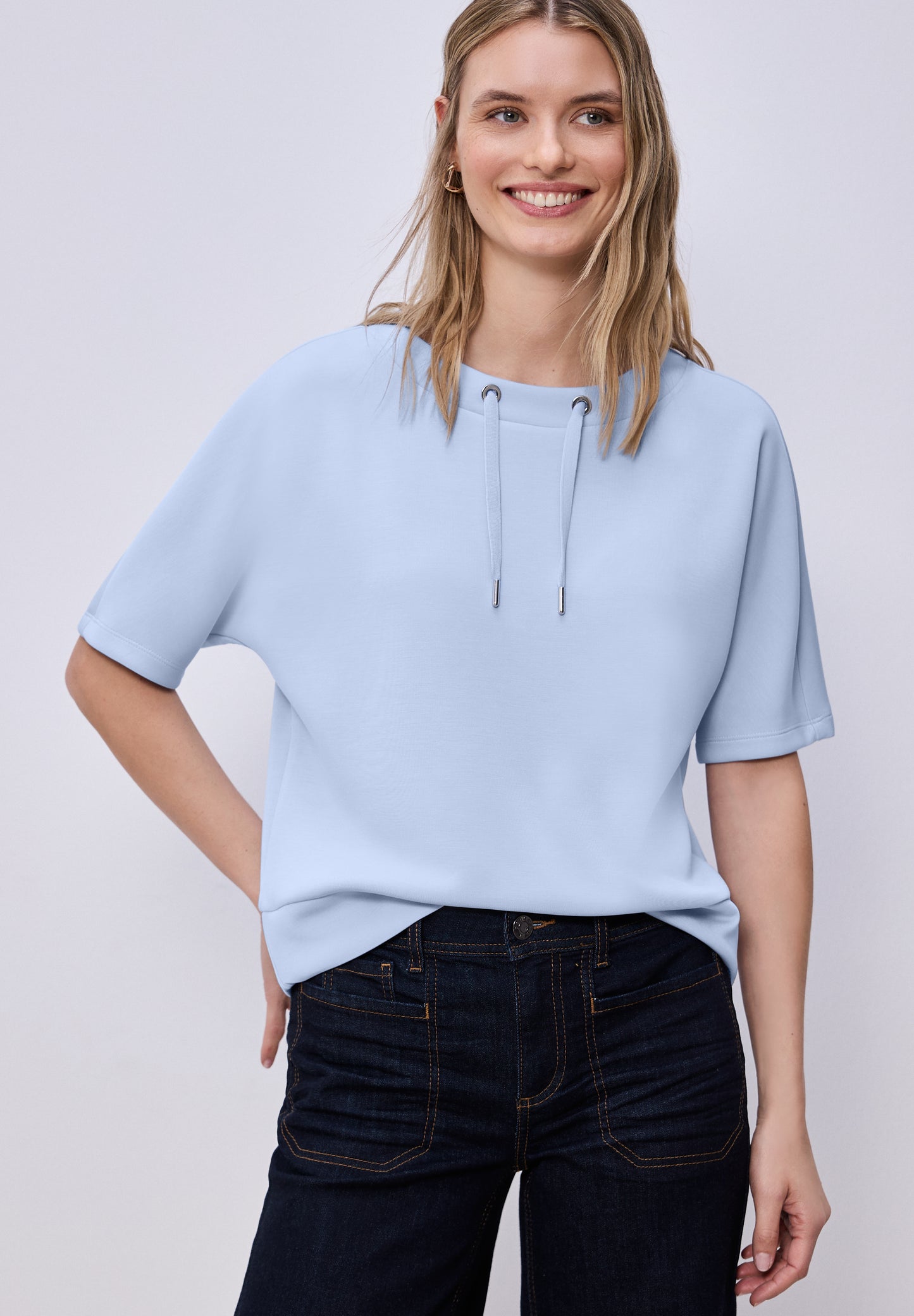 Street One - Dropped Shoulder Shirt im Silk-Look - Farbe: cashmere blue