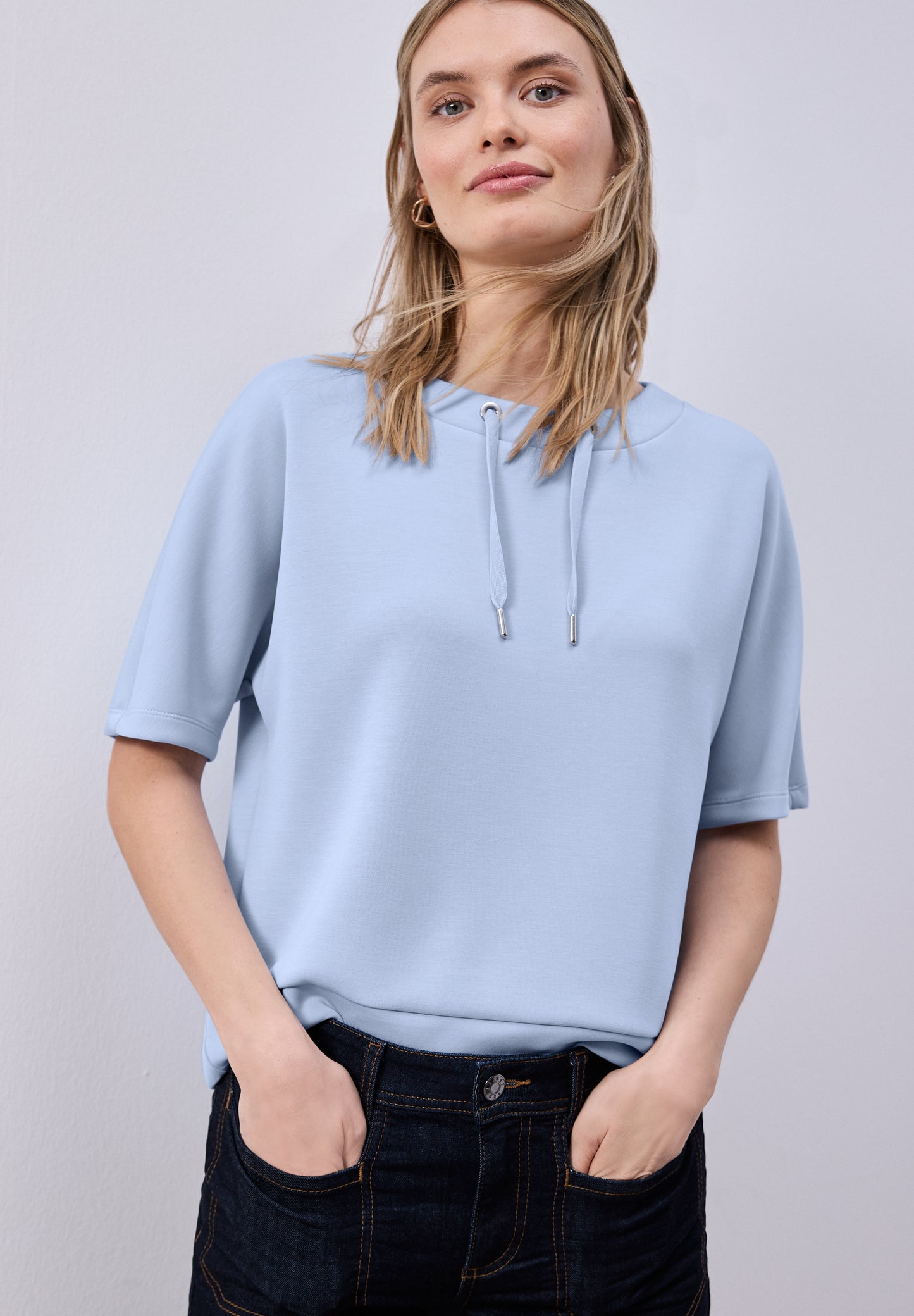 Street One - Dropped Shoulder Shirt im Silk-Look - Farbe: cashmere blue
