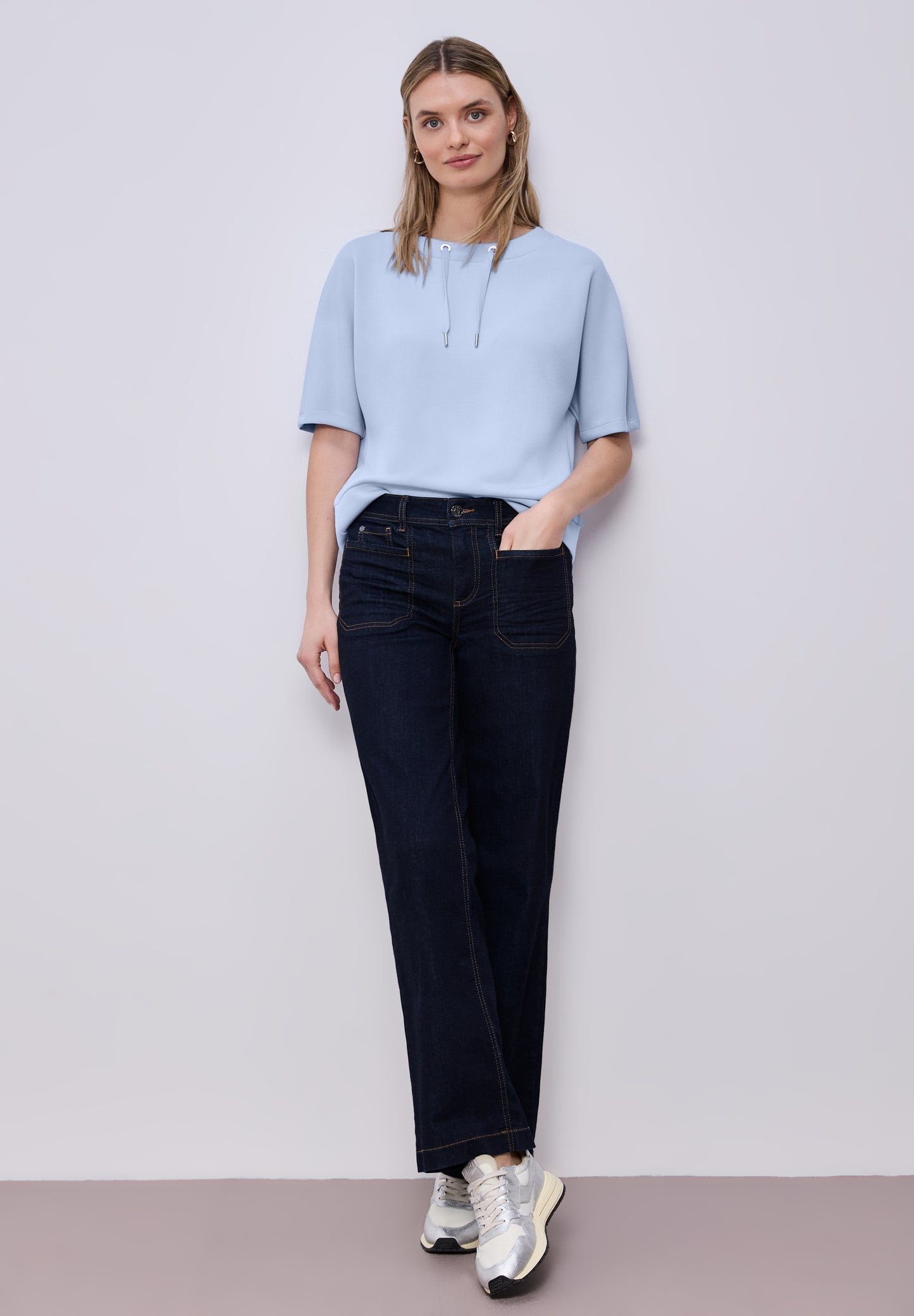 Street One - Dropped Shoulder Shirt im Silk-Look - Farbe: cashmere blue