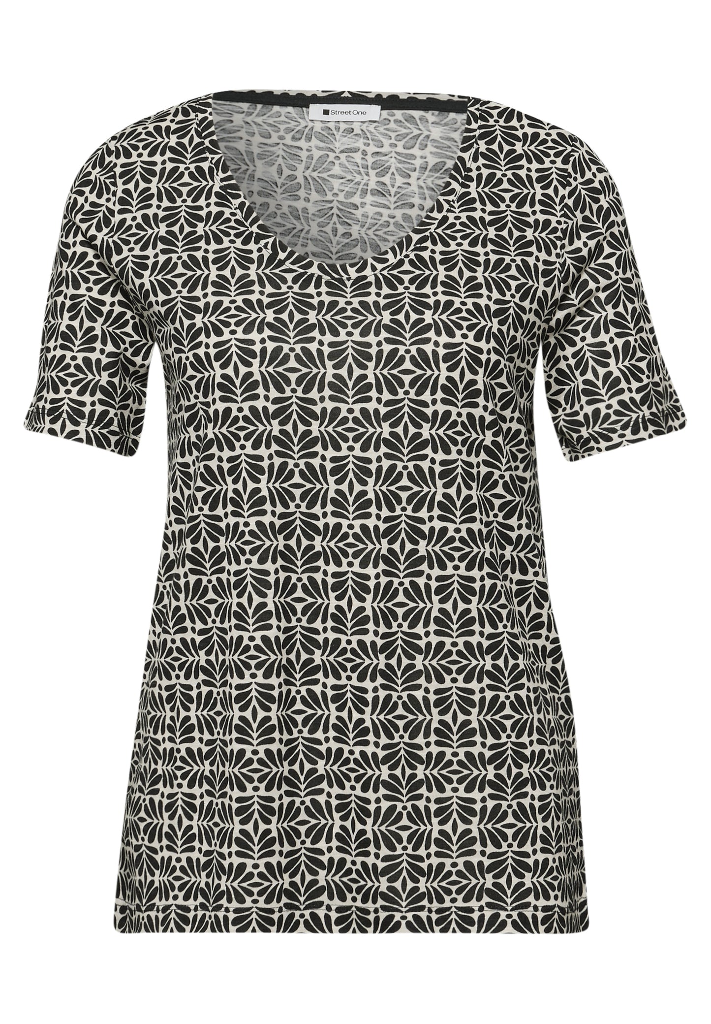 Street One - Kurzarm T-Shirt mit gerundetem V-Neck - Farbe: shadowed navy