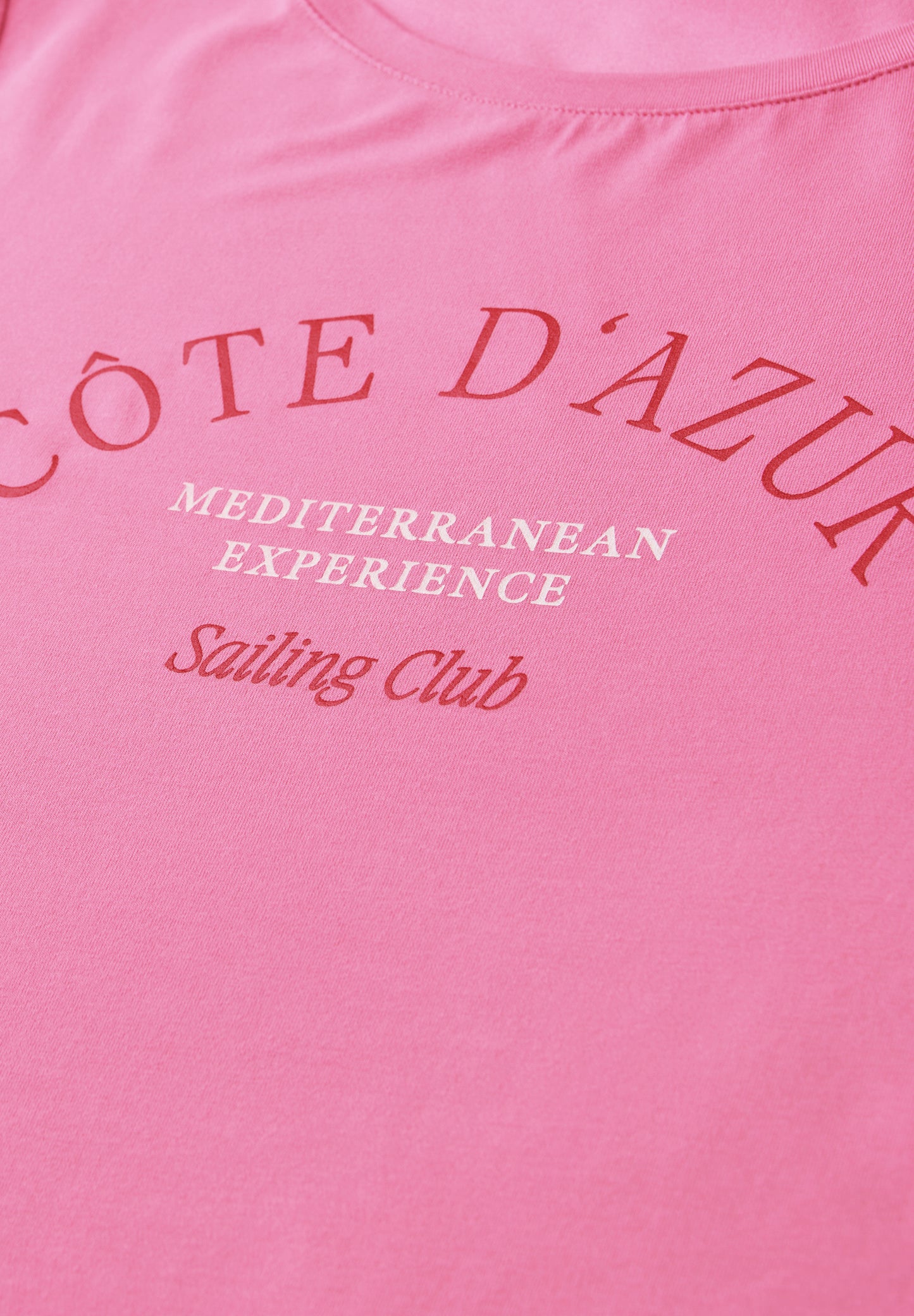 Street One - T-Shirt mit Rundhals und Wording - Farbe: ibis rose