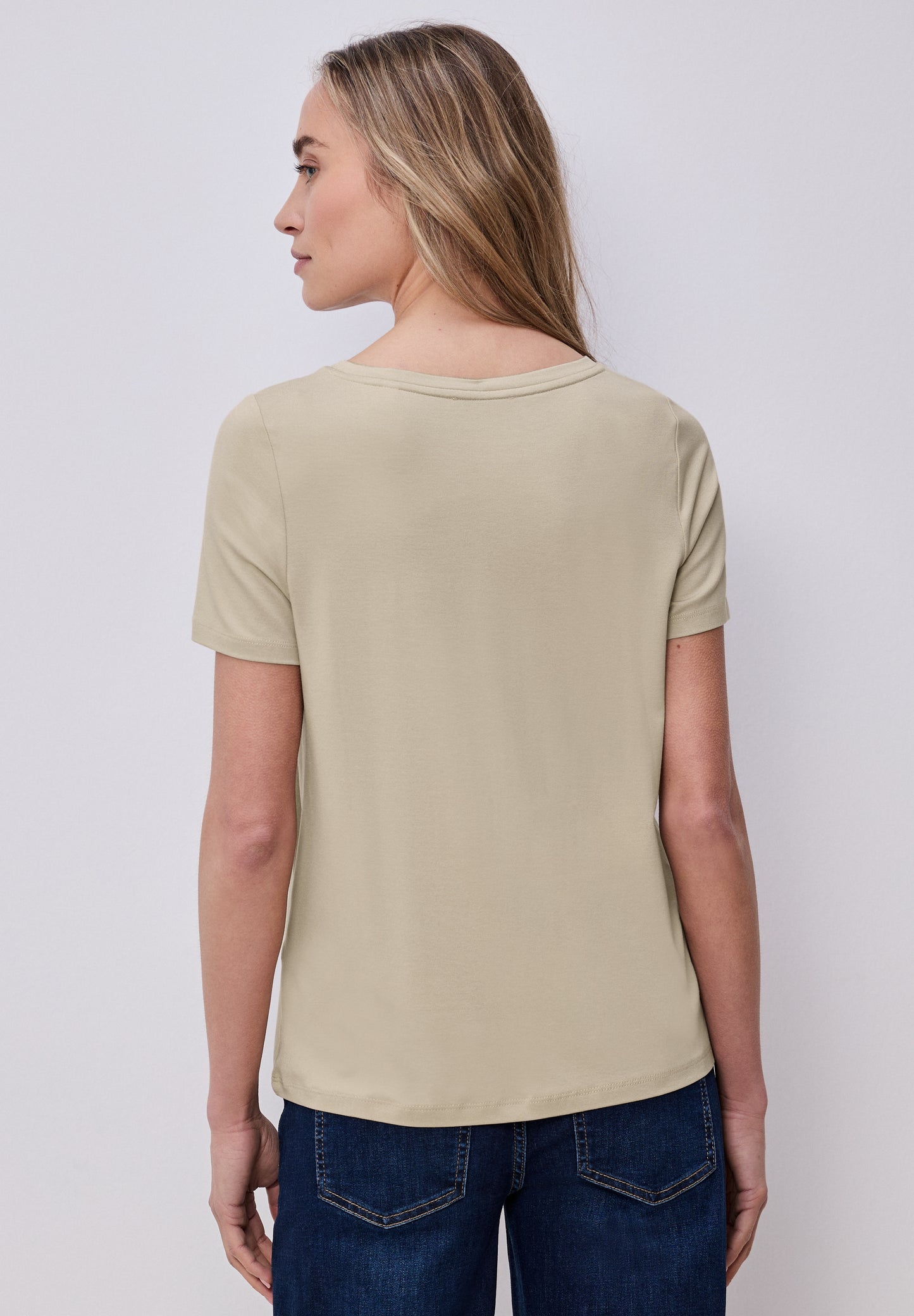 Street One - T-Shirt mit Rundhals und Wording - Farbe: cobble stone