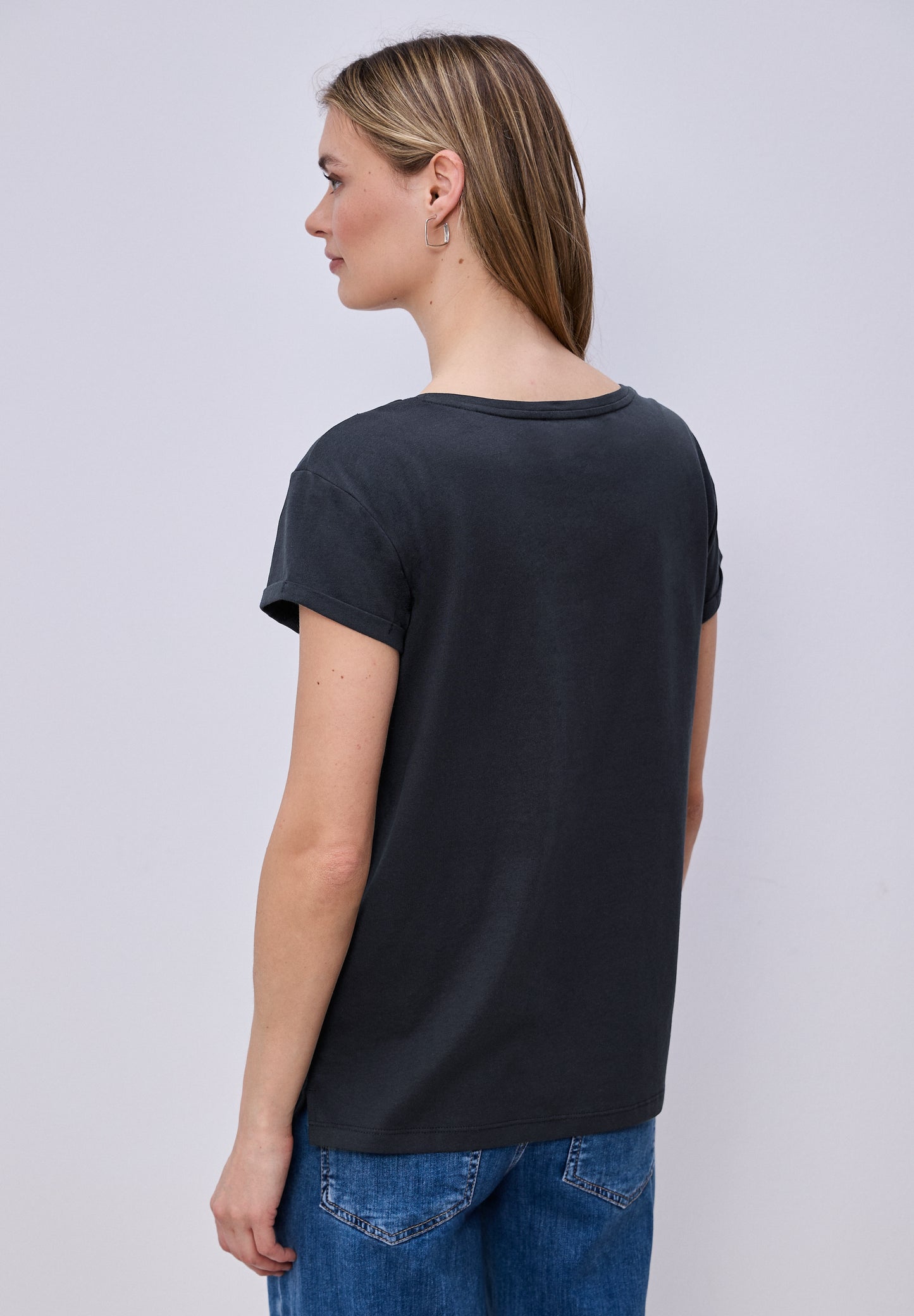 Street One - Kurzarm Shirt mit floralem Artwork - Farbe: shadowed navy