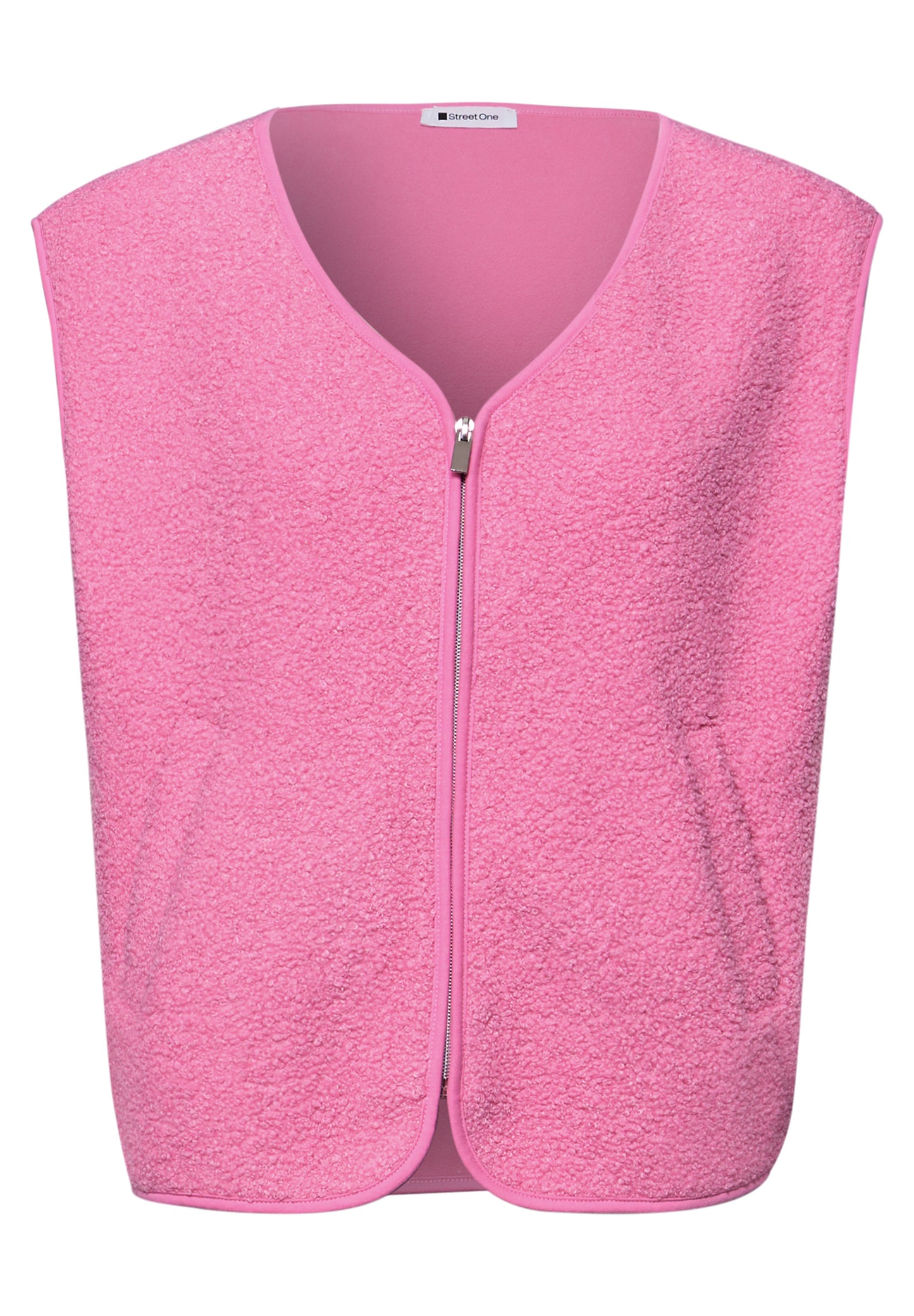 Street One - Weste mit V-Neck aus Teddy-Material - Farbe: ibis rose