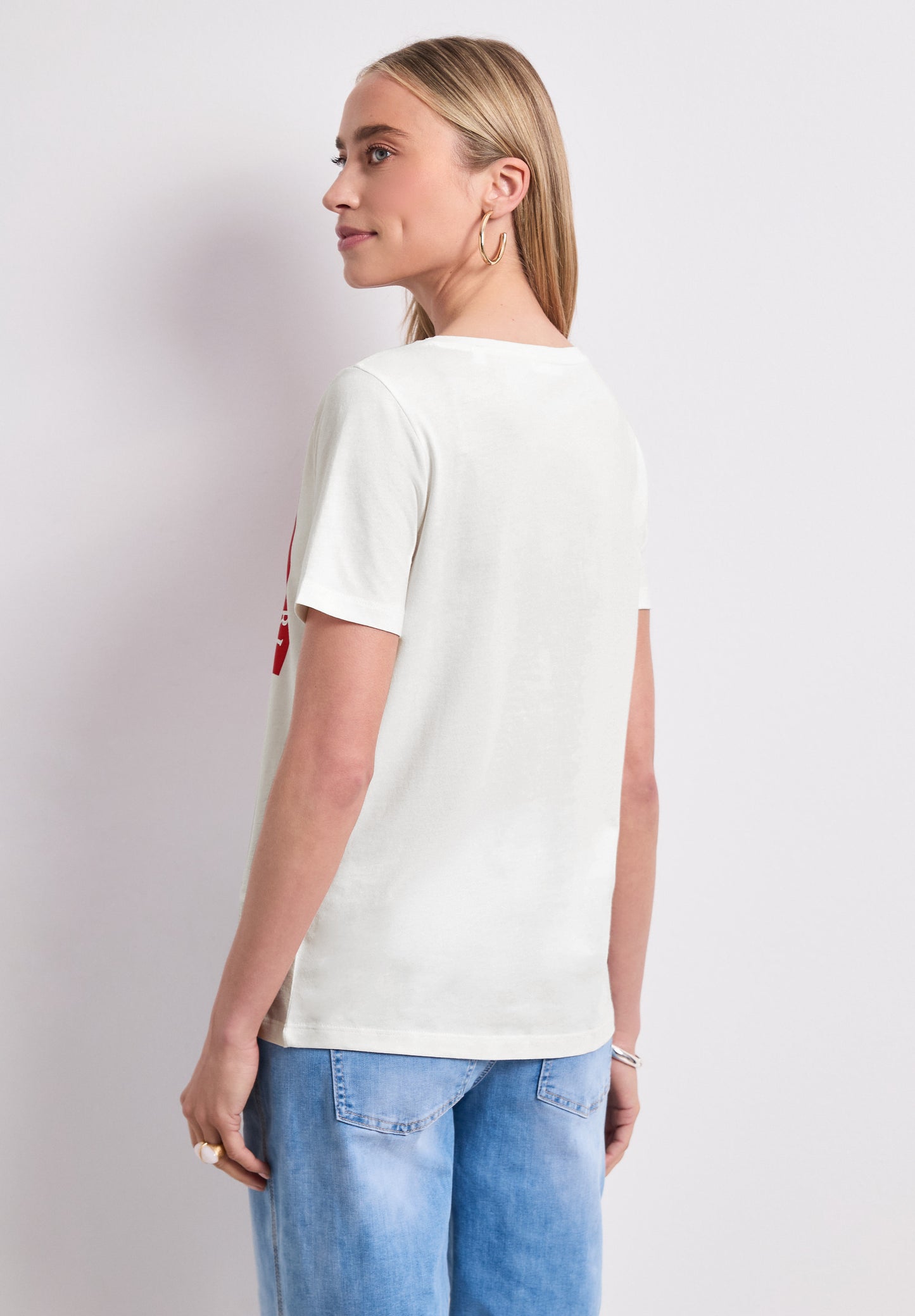 Street One - T-Shirt mit Rundhals und Print - Farbe: off white
