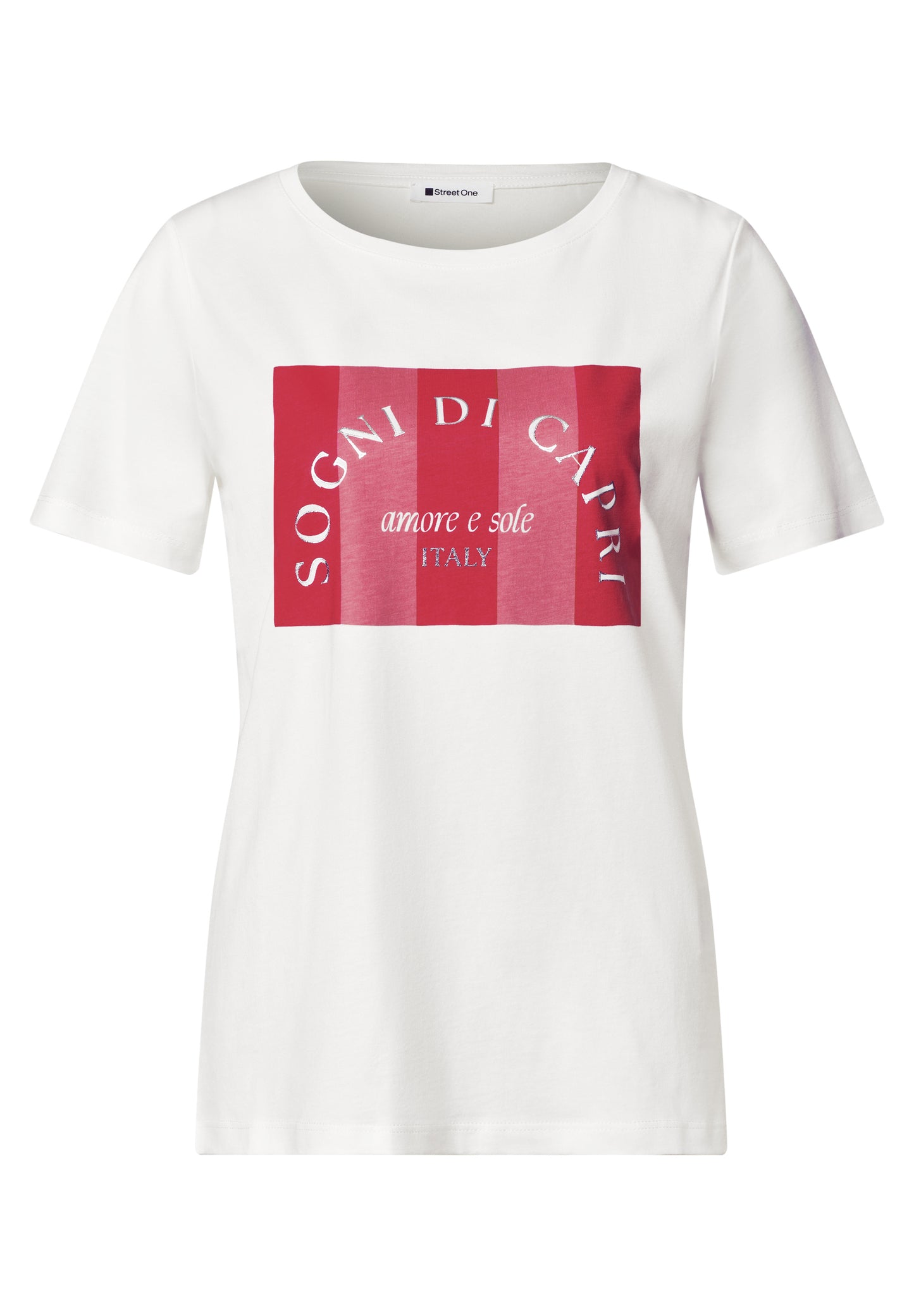 Street One - T-Shirt mit Rundhals und Print - Farbe: off white