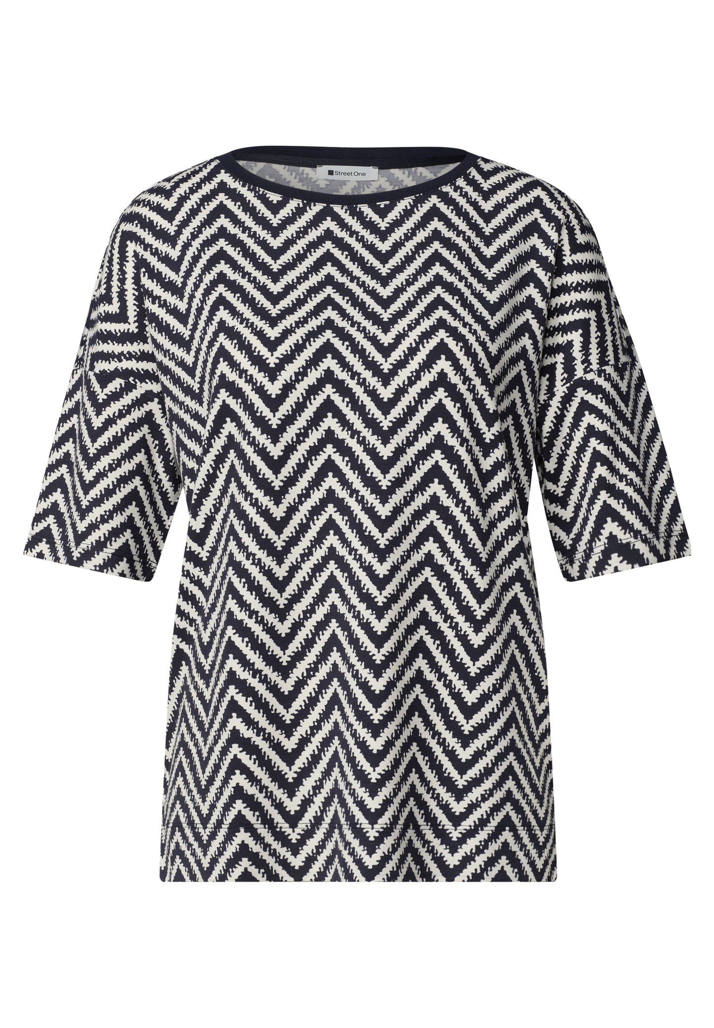 Street One - T-Shirt mit Rundhals und All-over-Print - Farbe: deep blue