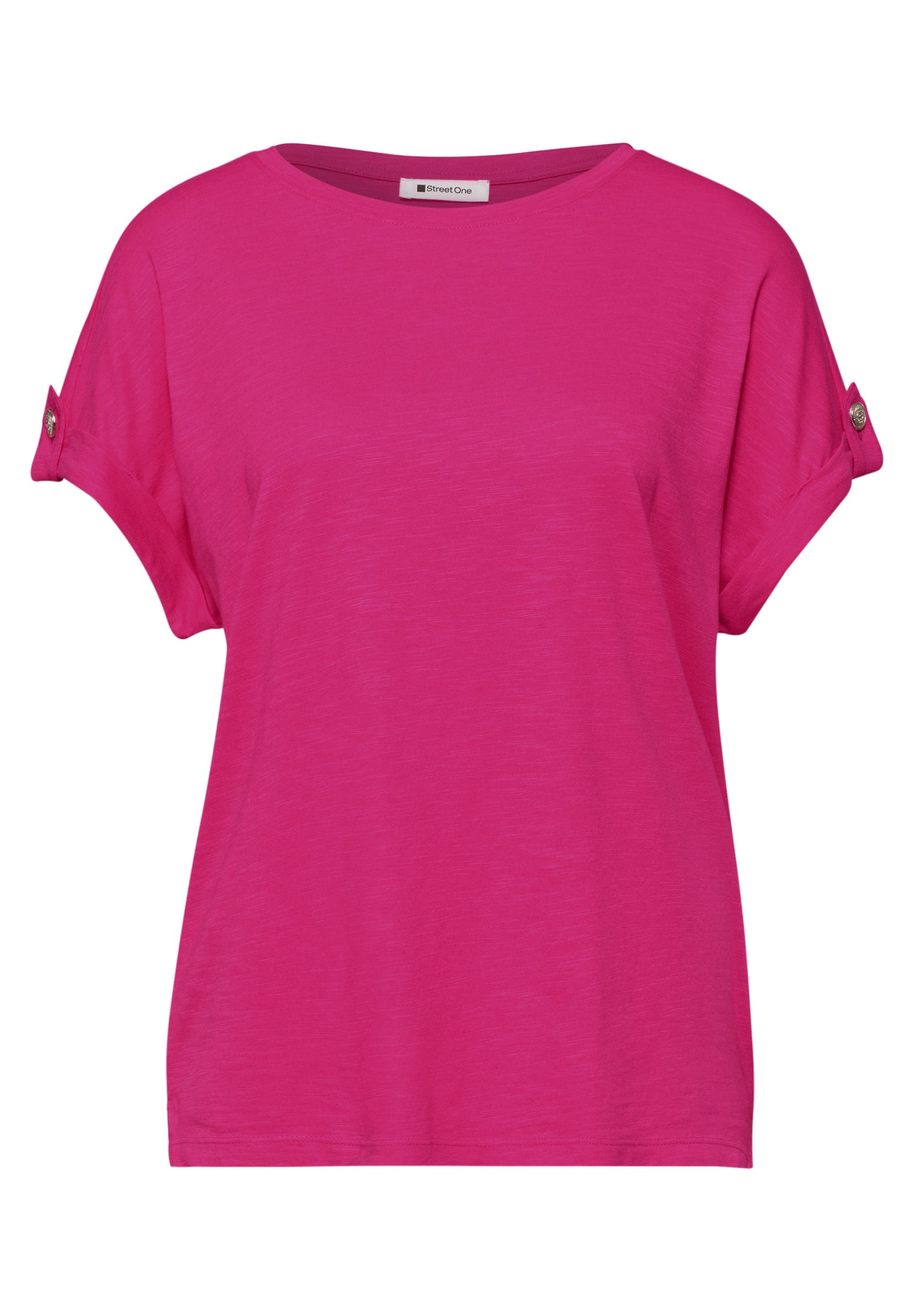Street One - T-Shirt mit Rundhals und Knopfdetails - Farbe: magenta dream