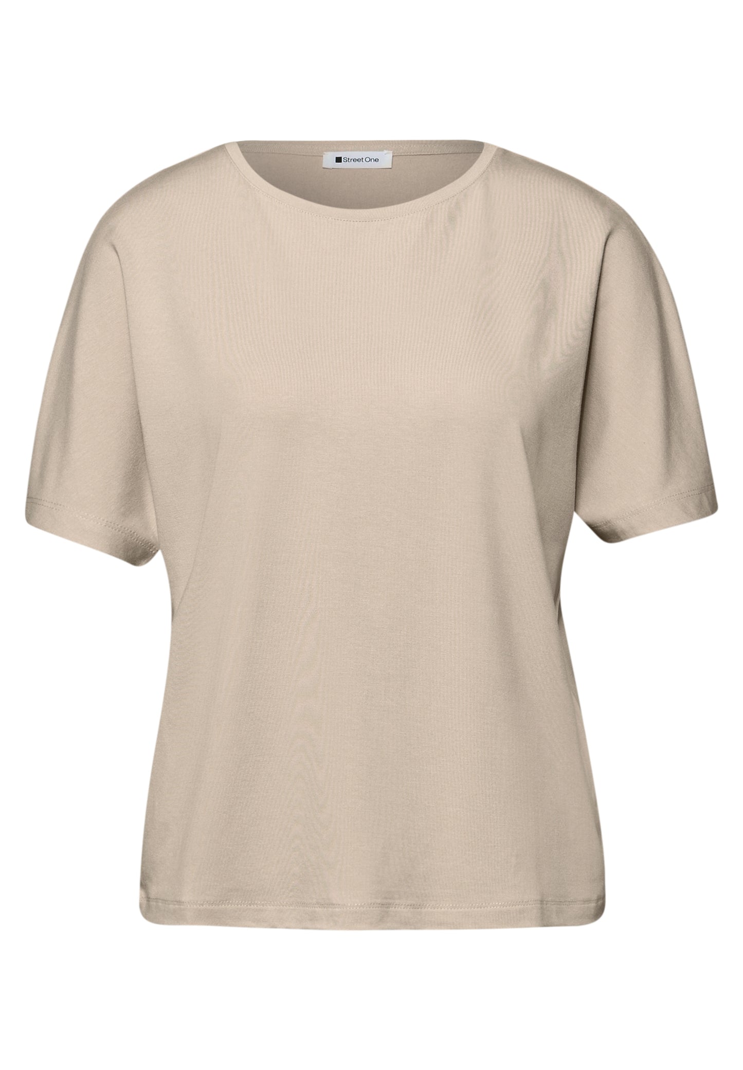 Street One - Basic T-Shirt mit Dropped Shoulders - Farbe: cotton beige