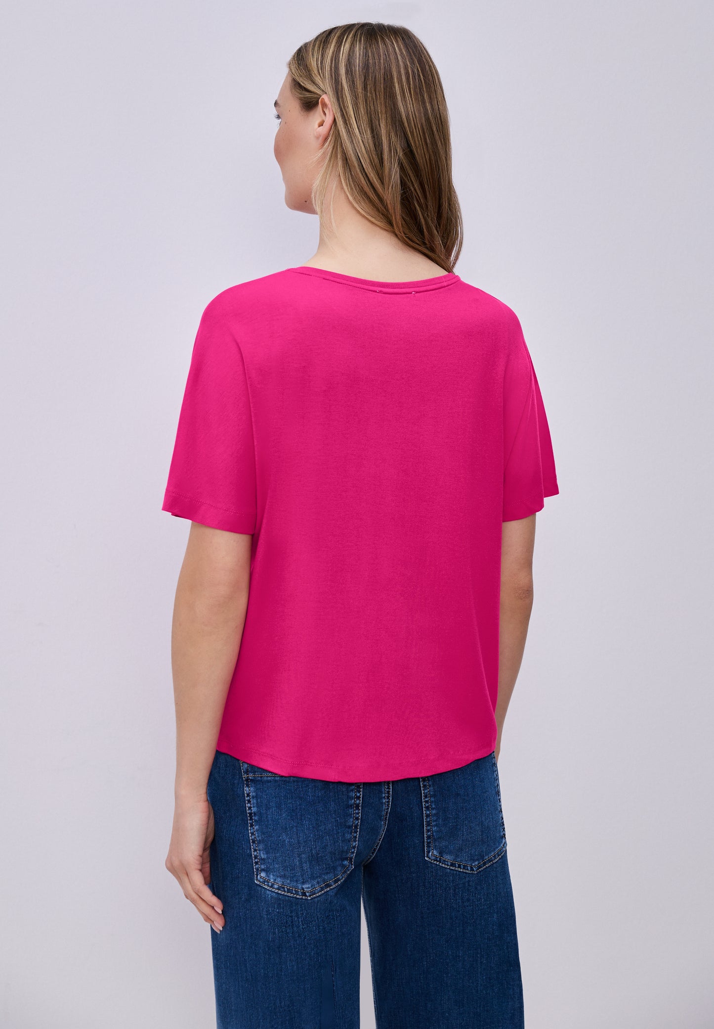 Street One - Basic T-Shirt mit Dropped Shoulders - Farbe: magenta dream