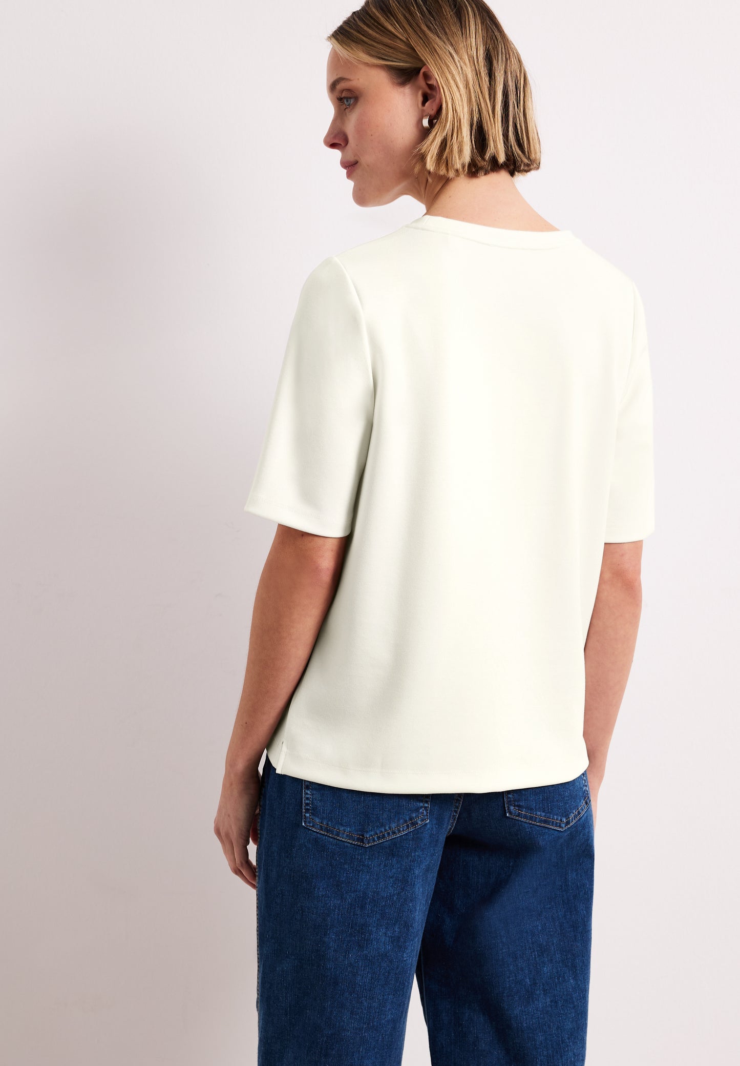Street One - T-Shirt mit Rundhals und Deko-Detail - Farbe: off white