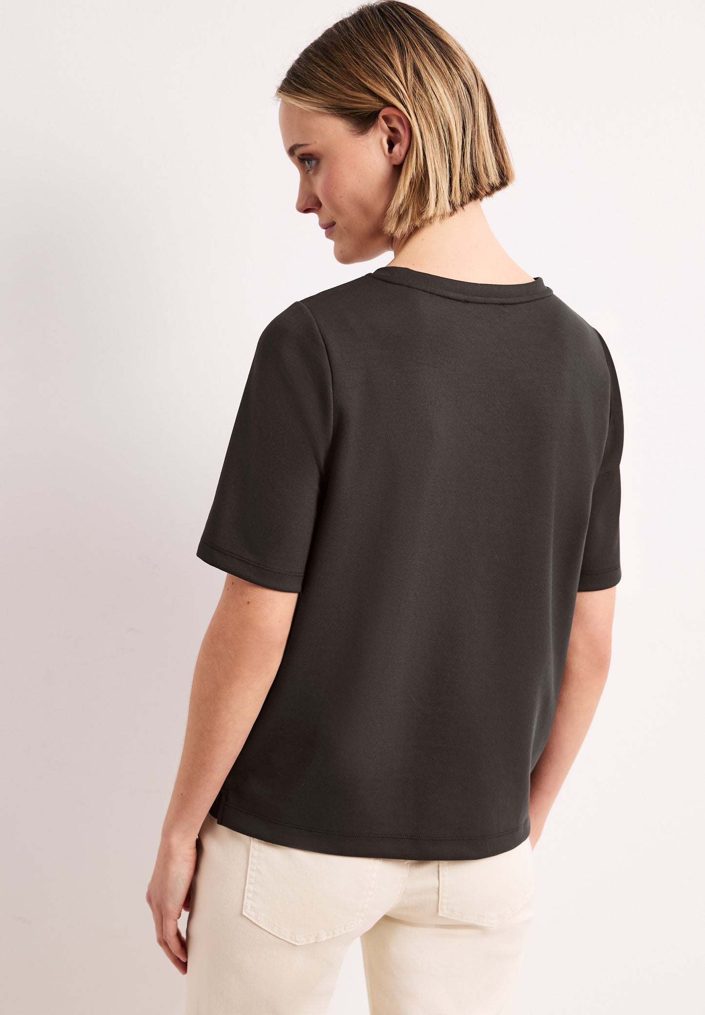 Street One - T-Shirt mit Rundhals und Deko-Detail - Farbe: espresso brown