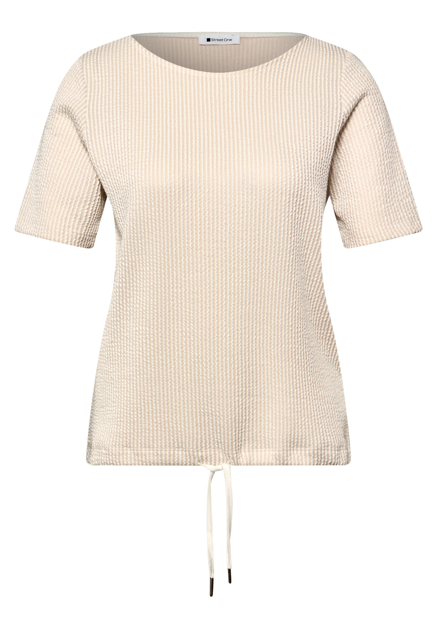 Street One - Kurzarm Shirt mit Strukturstreifen - Farbe: clay sand